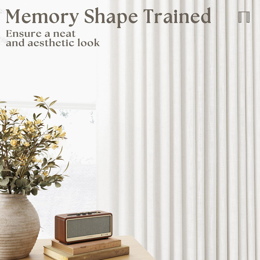 Pinch Pleated Linen Light Filtering Curtains Set