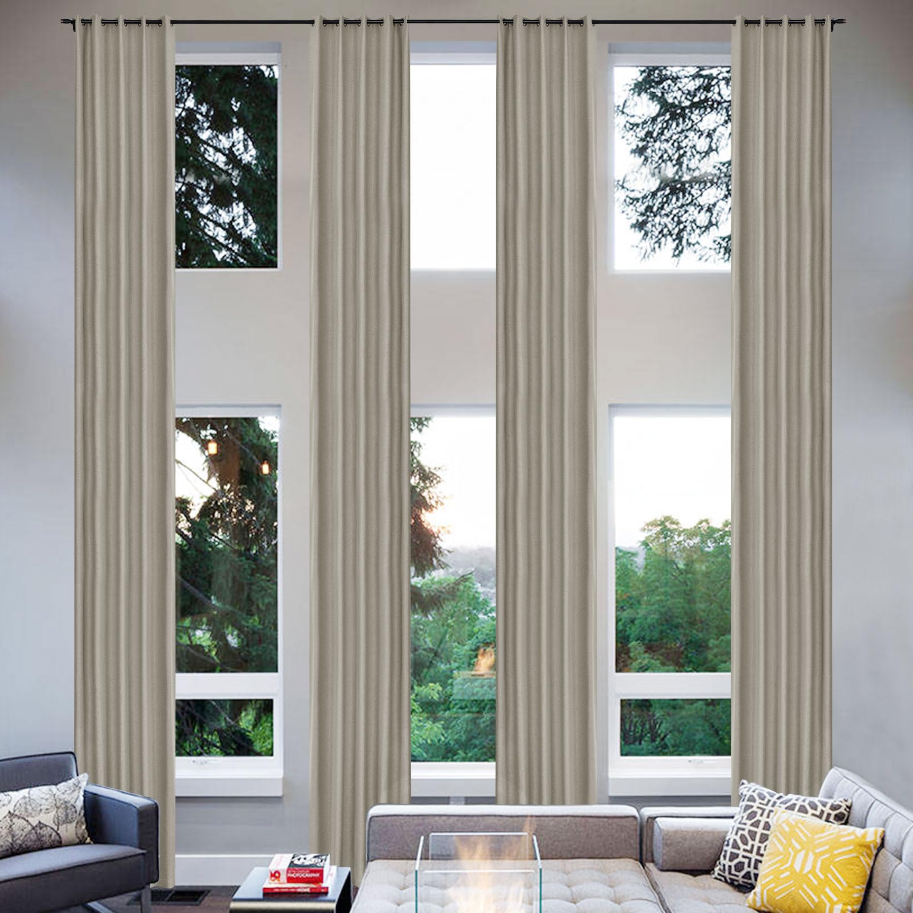 Extra Long Linen Blackout Curtains Set