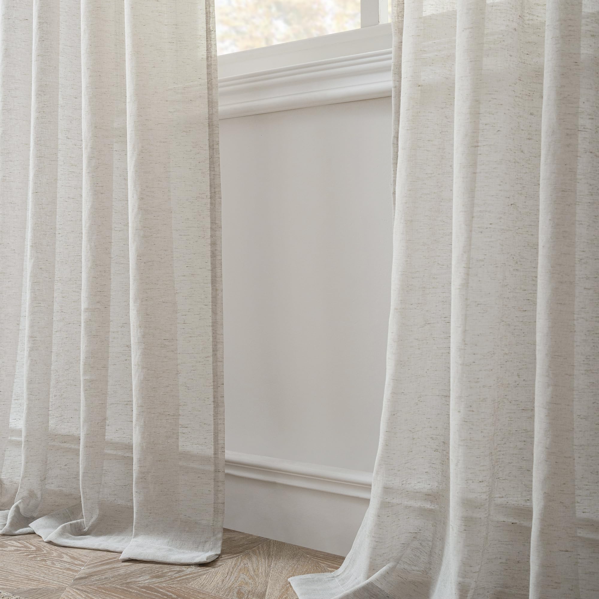 FMFUNCTEX Flax Blend Sheer Curtains
