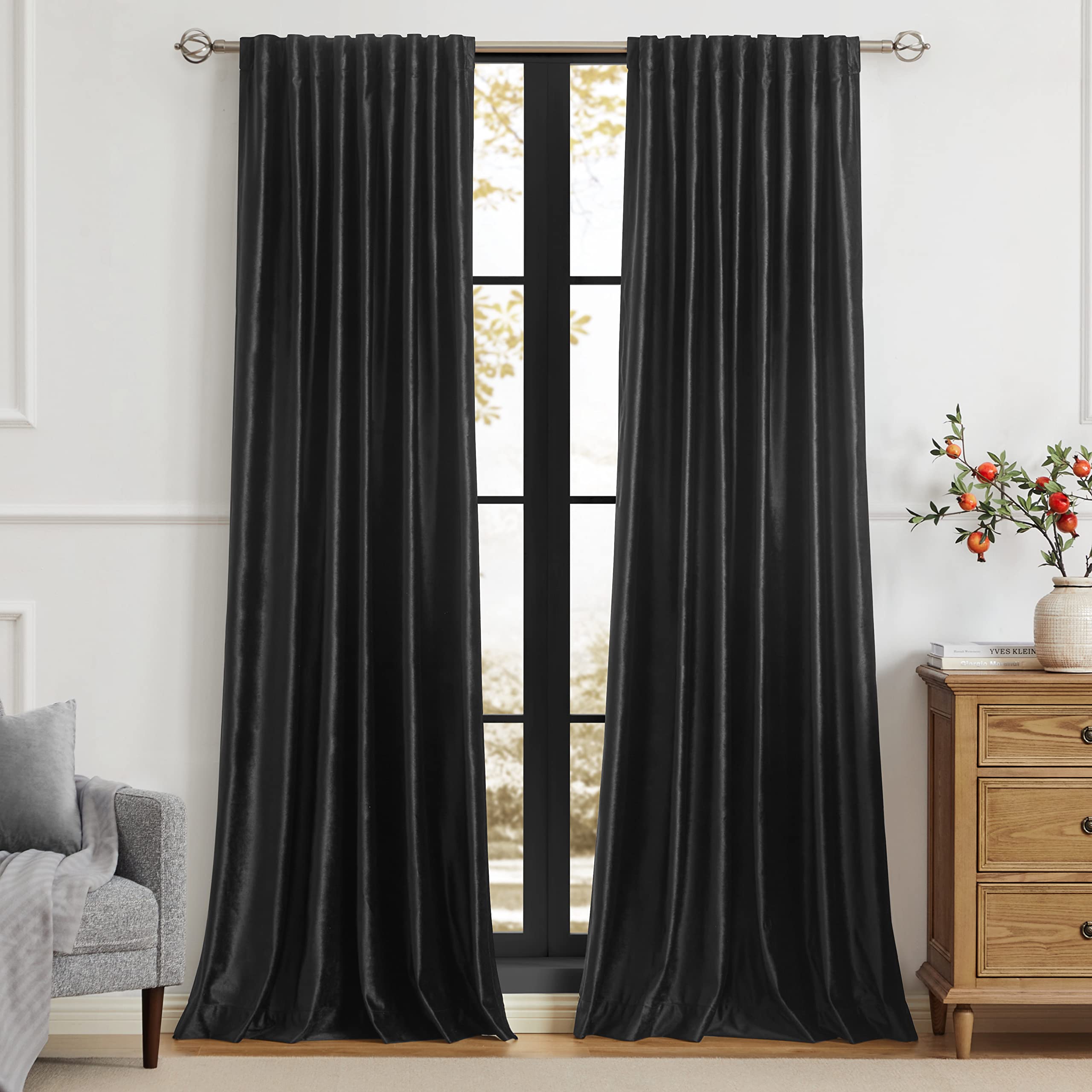 Full Blackout Velvet Curtains Set