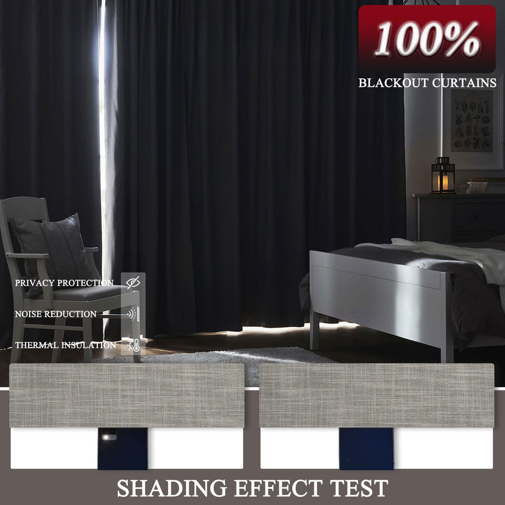 Extra Long Linen Blackout Curtains Set