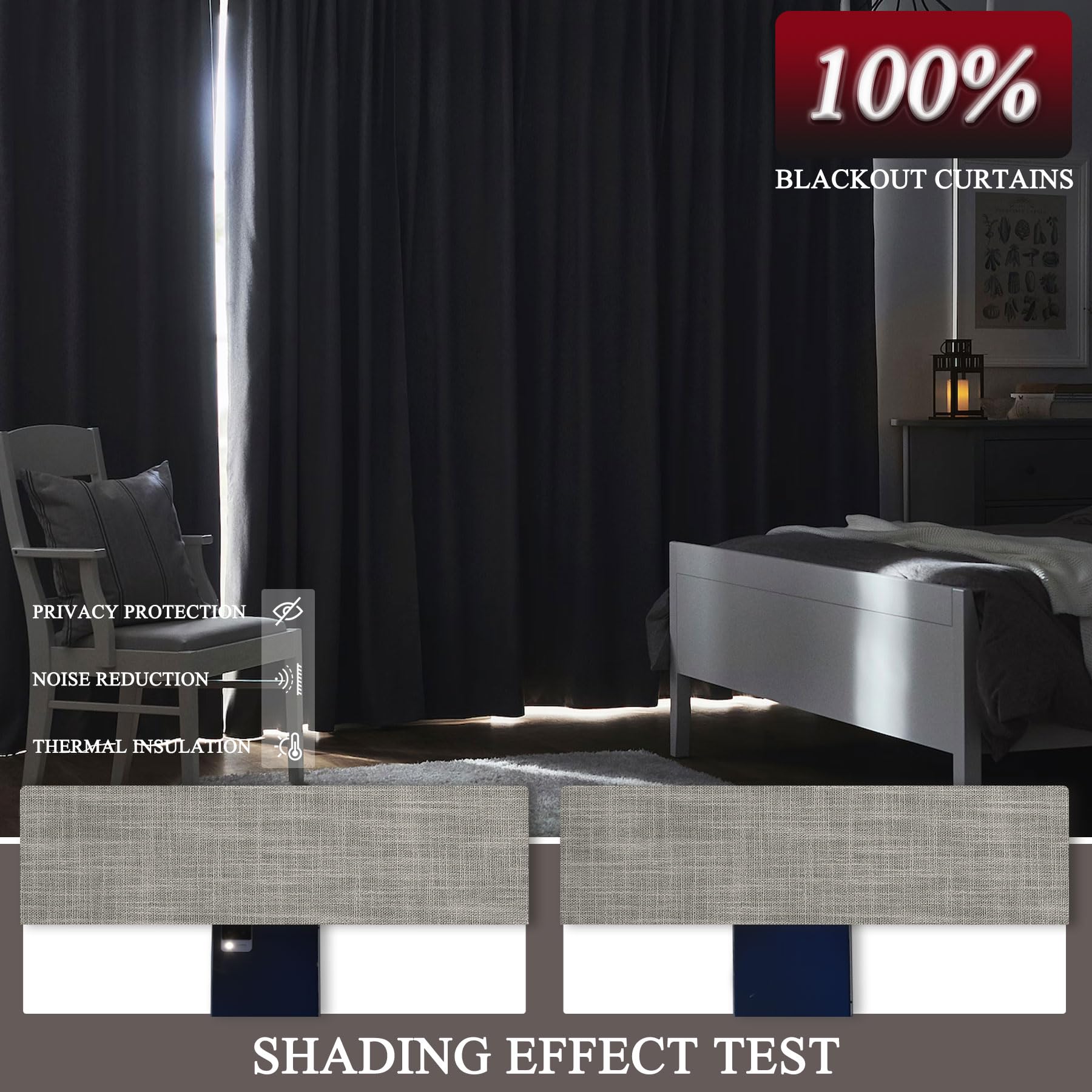 Extra Long Linen Blackout Curtains Set