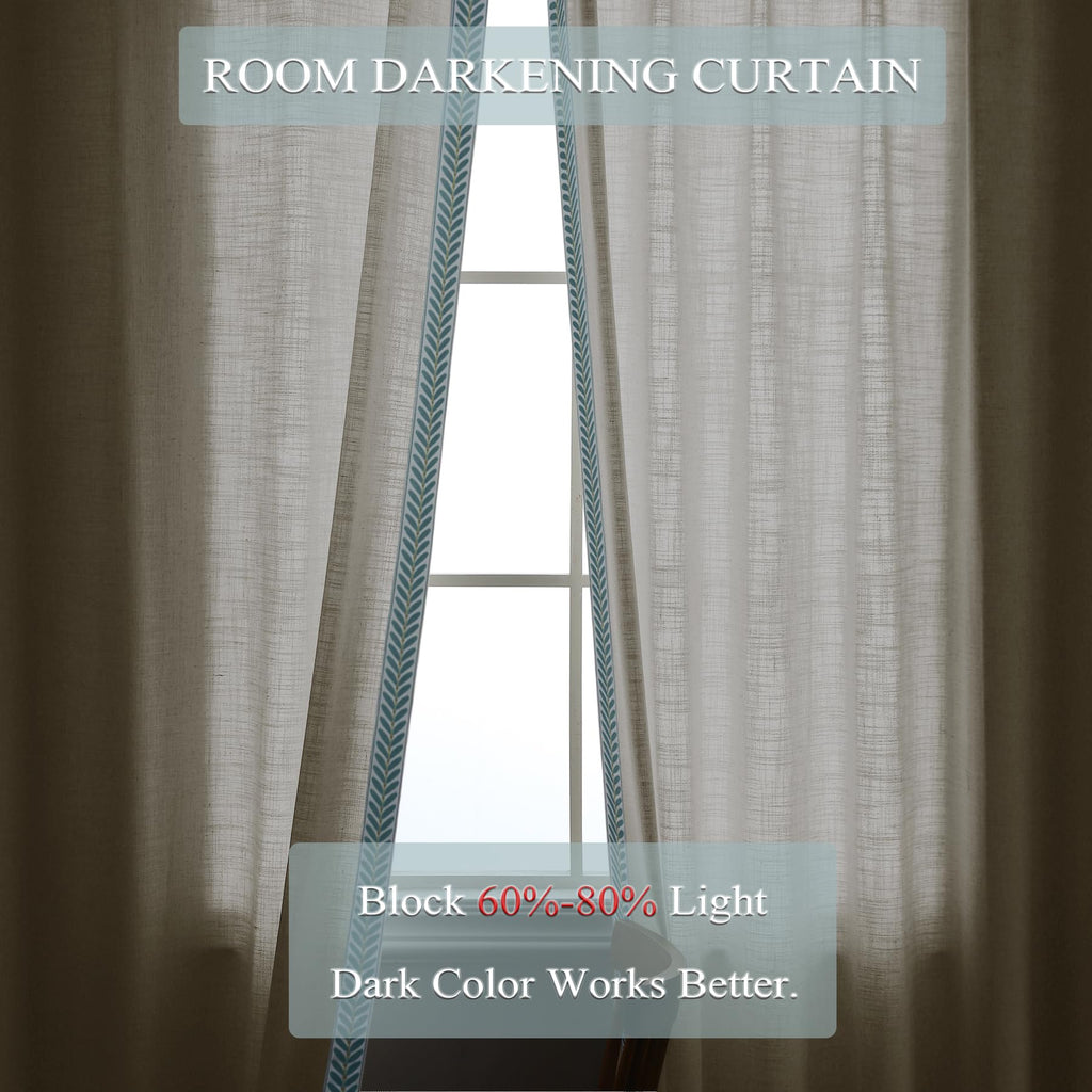 Pinch Pleated Linen Light Filtering Curtains Set