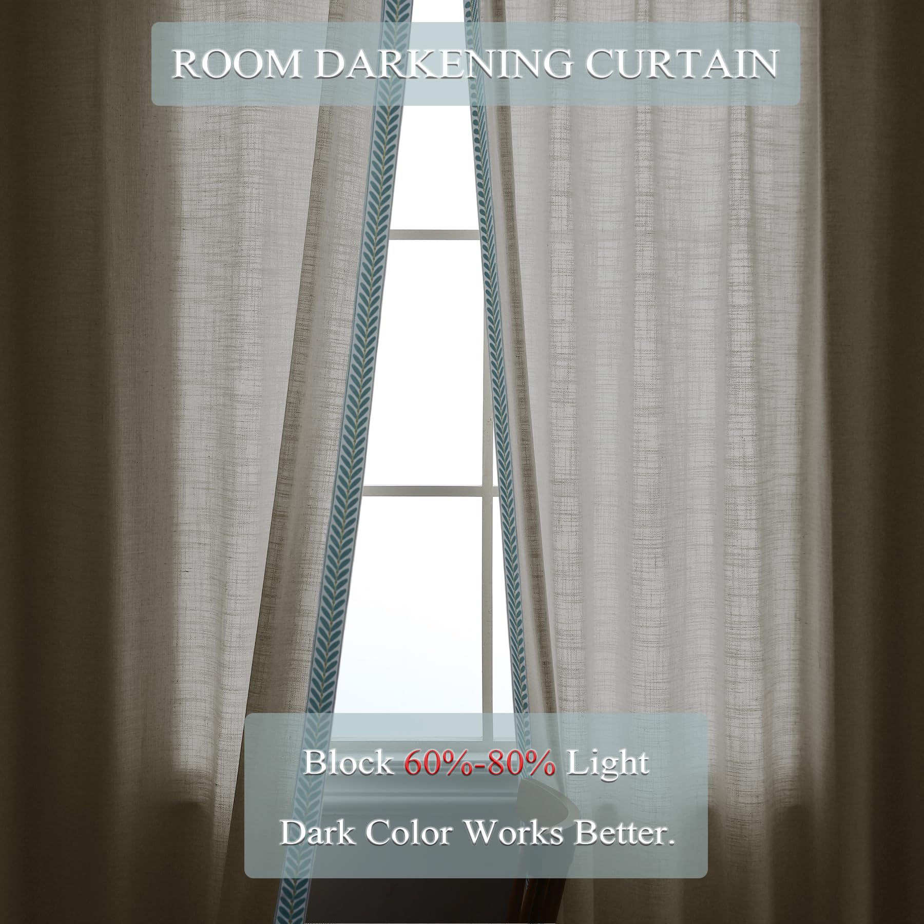 Pinch Pleated Linen Light Filtering Curtains Set