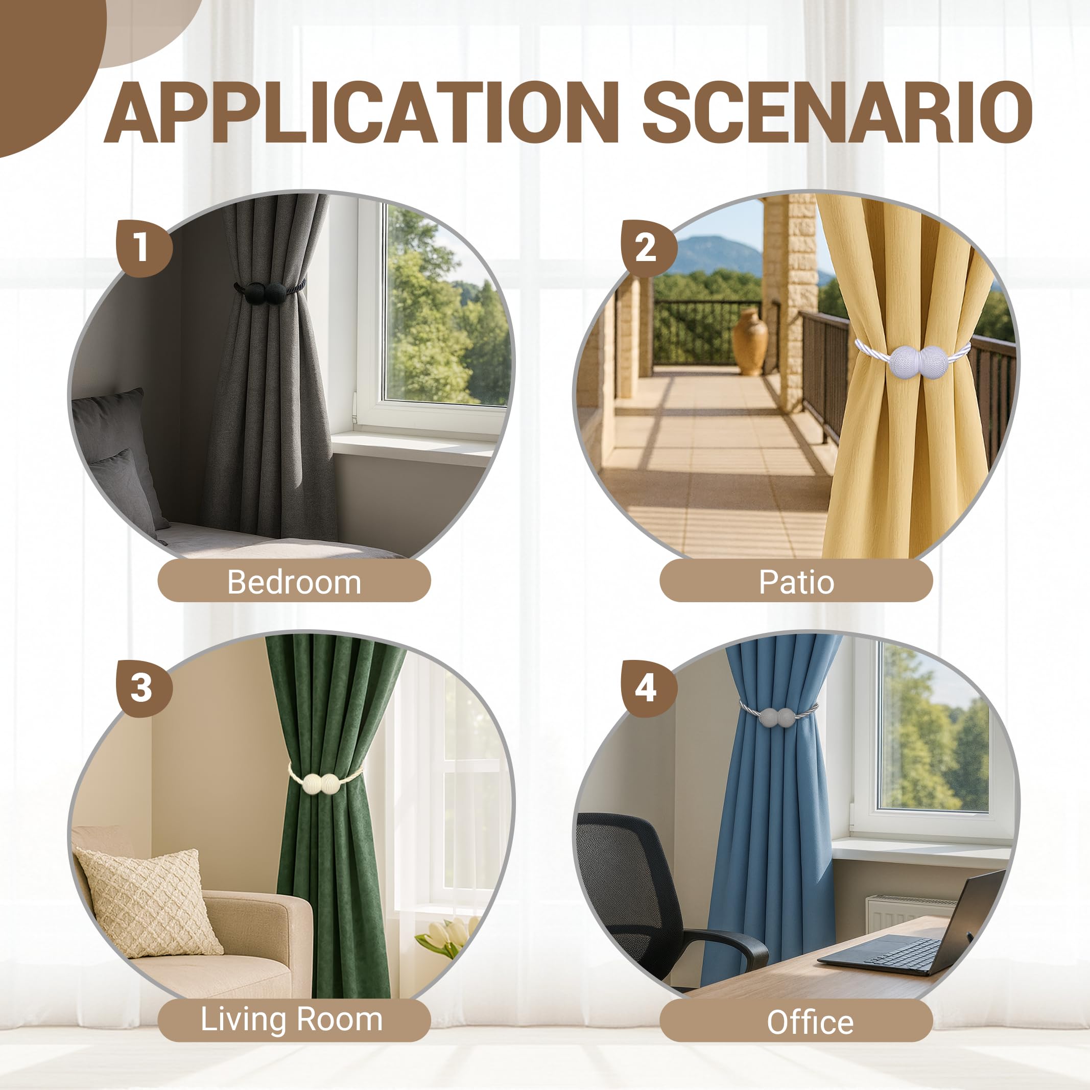 Magnetic Curtain Tiebacks Set