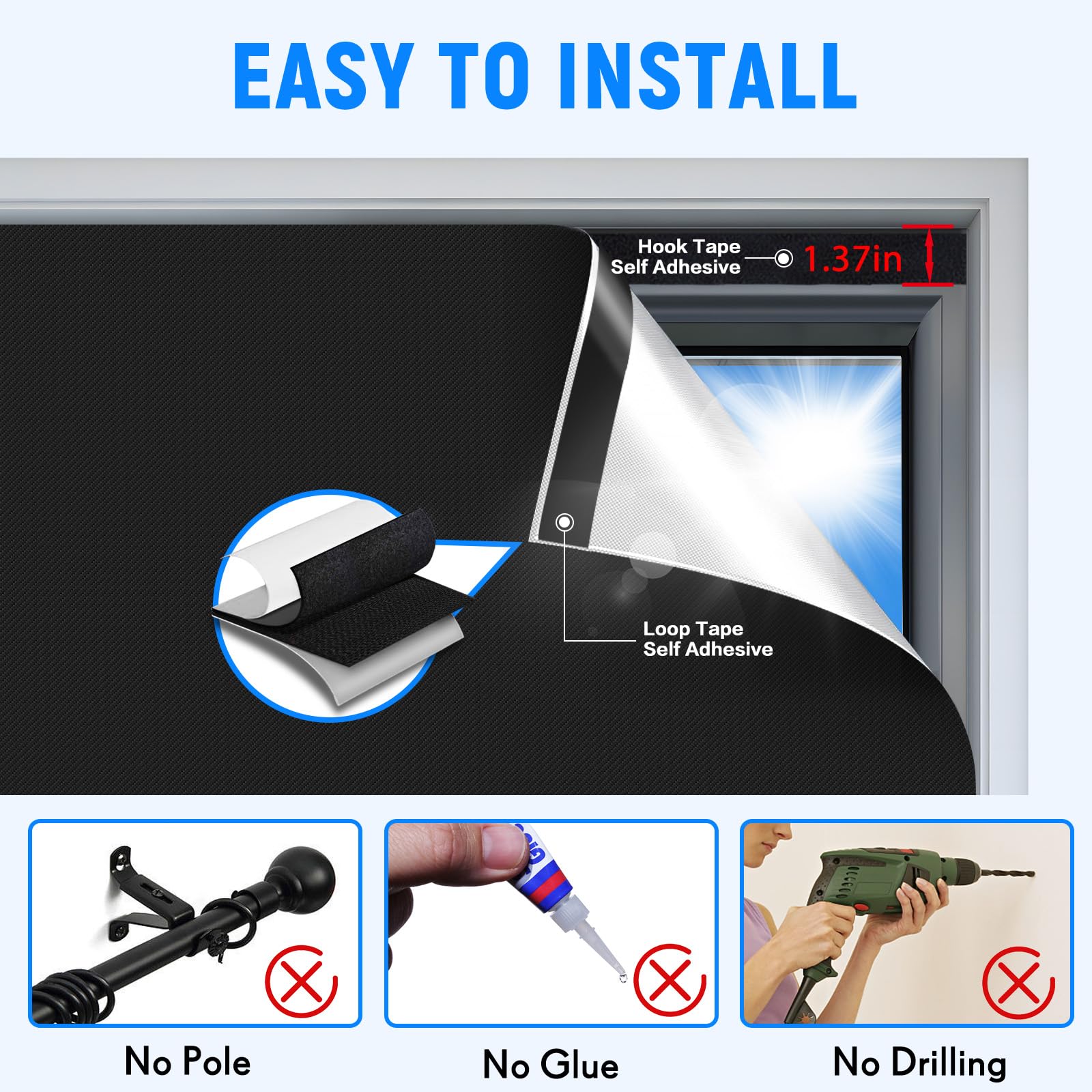 Self-Adhesive Blackout Window Blind