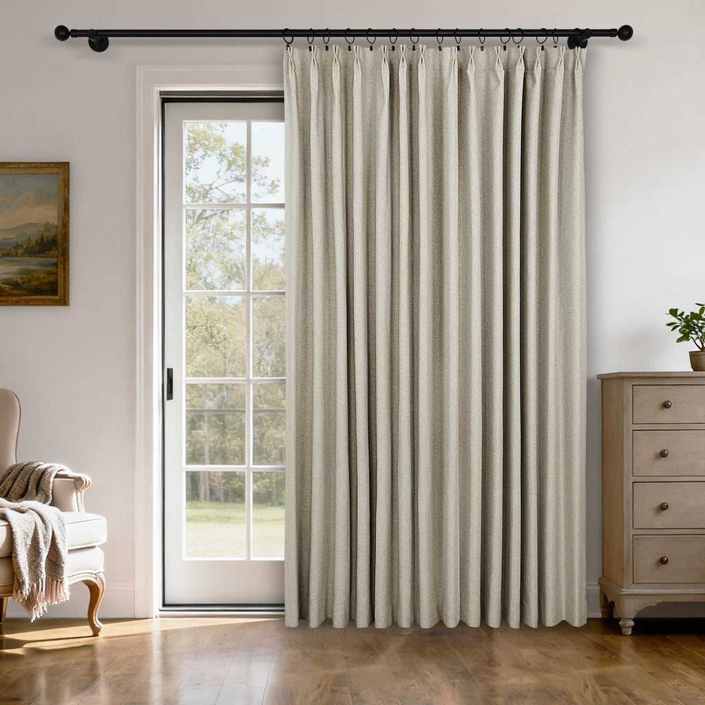 Pinch Pleated Linen Blackout Curtains Set
