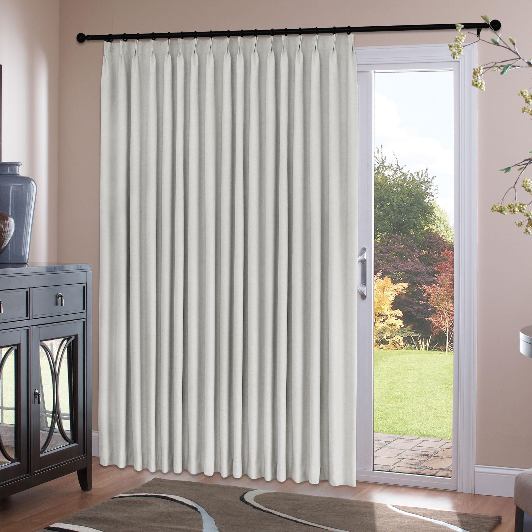 Chenille Pinch Pleated Blackout Curtains Set