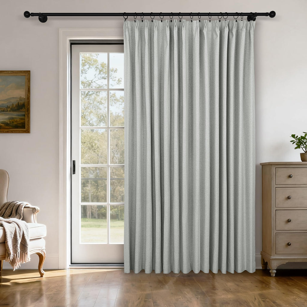 Pinch Pleated Linen Blackout Curtains Set