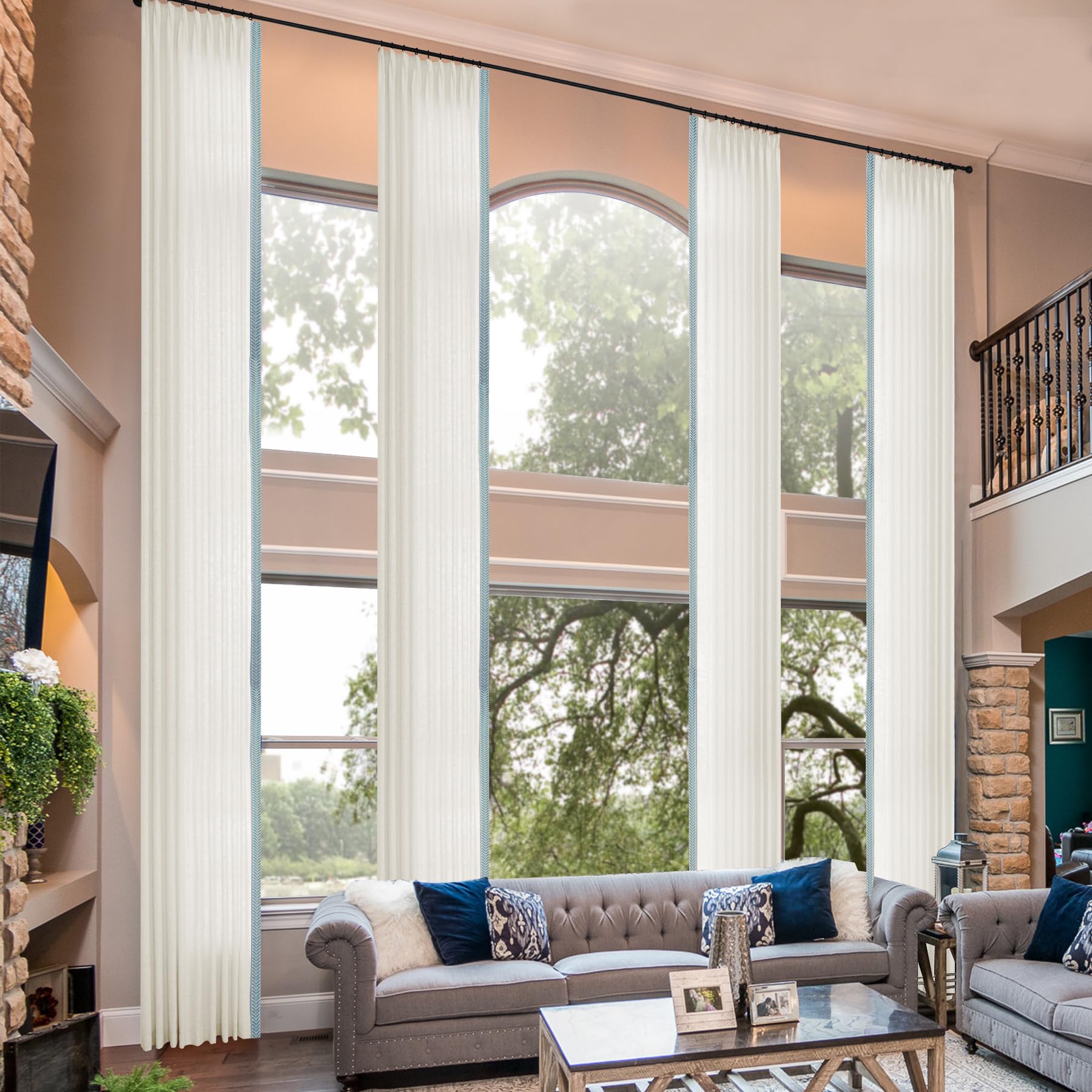 Pinch Pleated Linen Light Filtering Curtains Set