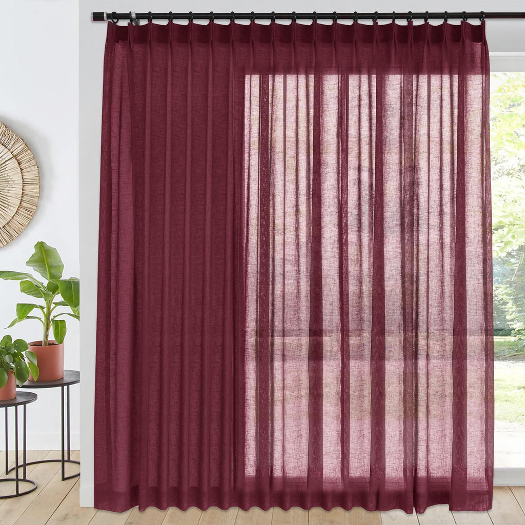 Pinch Pleat Sheer Linen Curtains Set