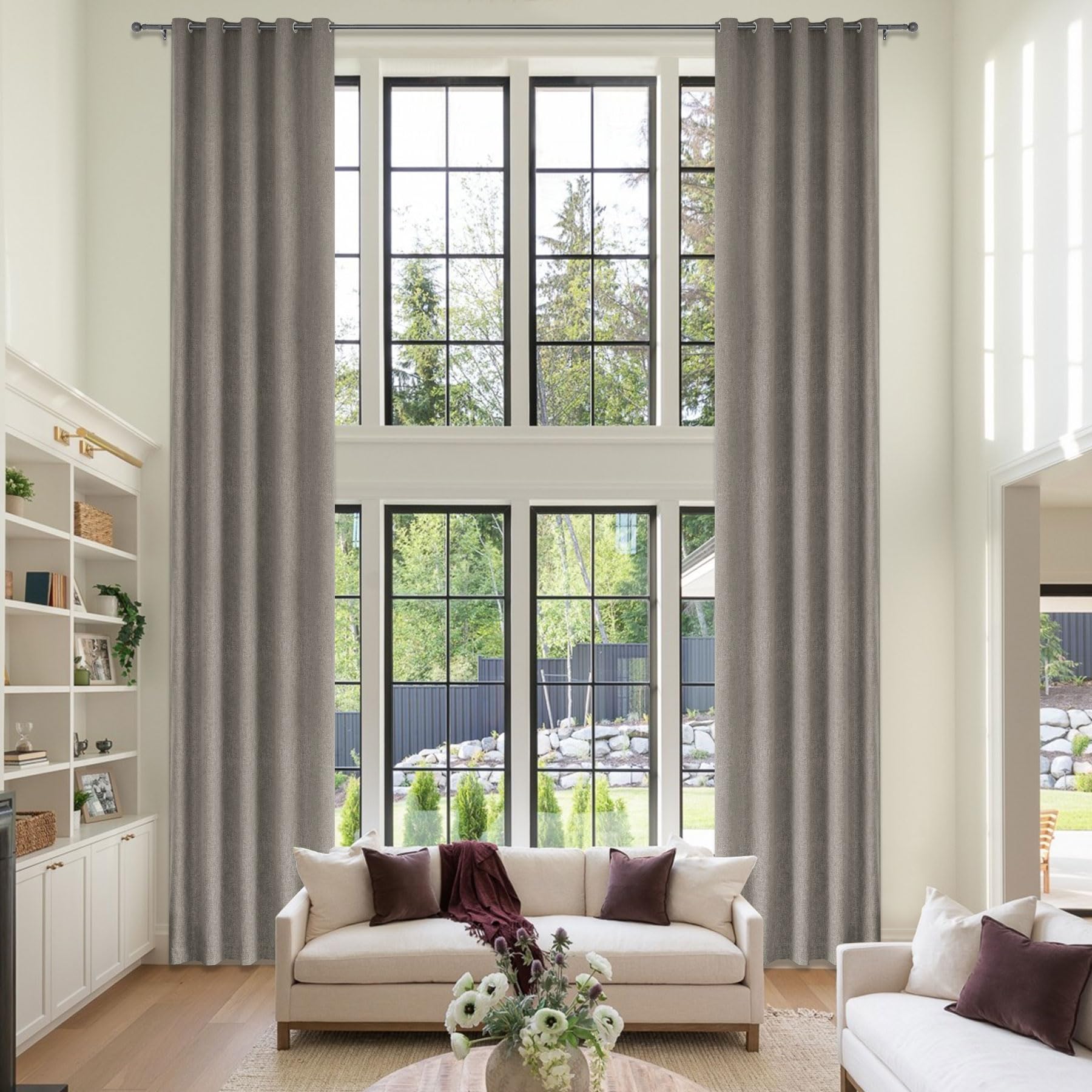 Extra Long Linen Blackout Curtains Set