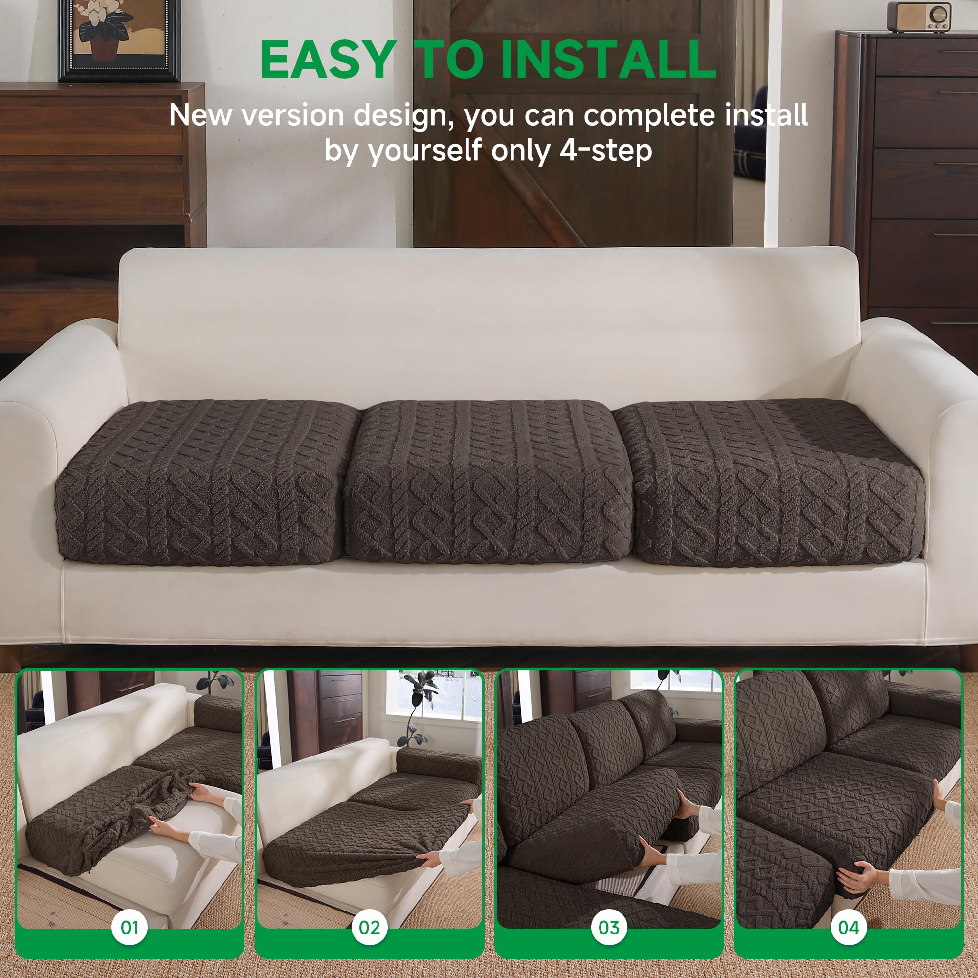 Stretch Fleece Couch Cushion Covers Set