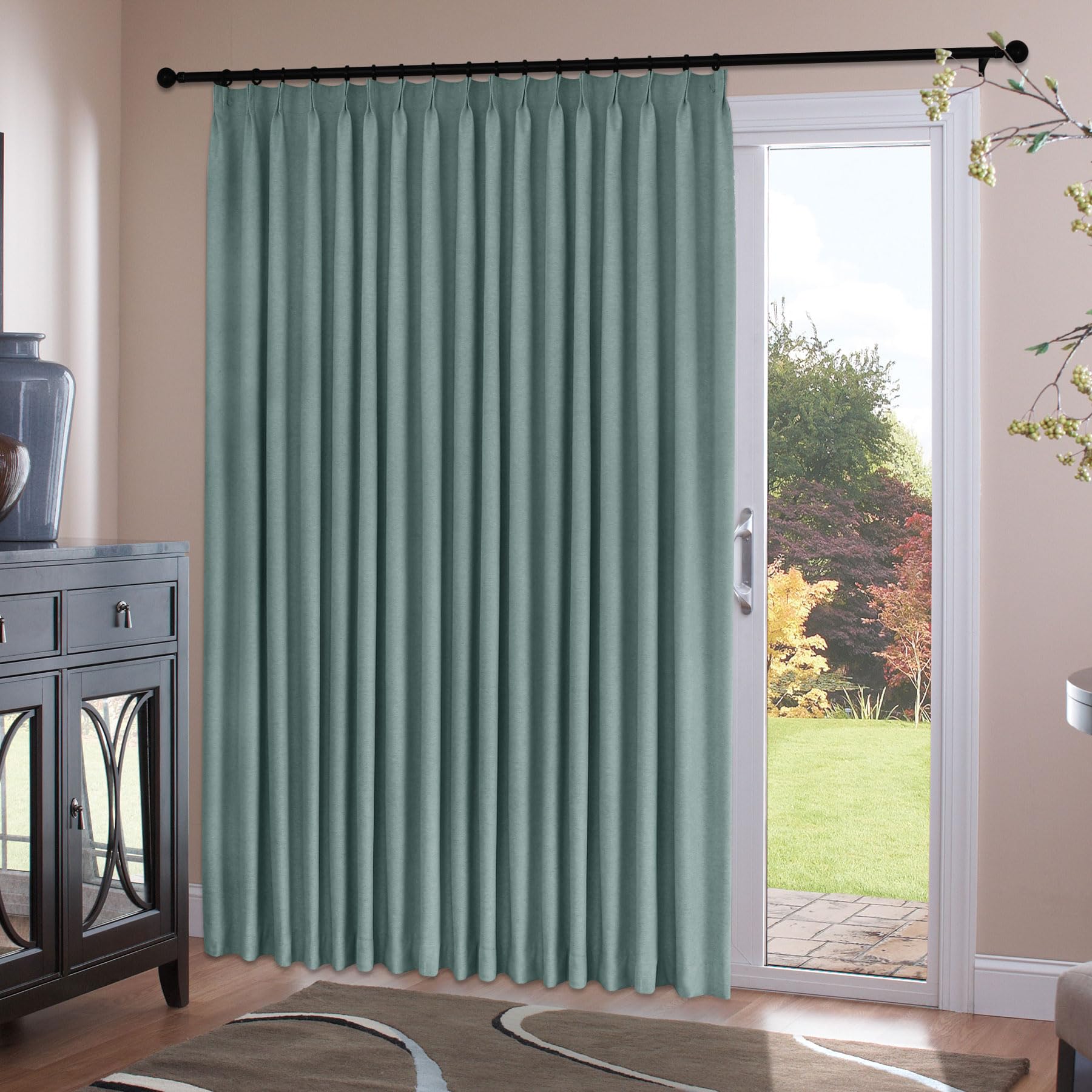 Chenille Pinch Pleated Blackout Curtains Set