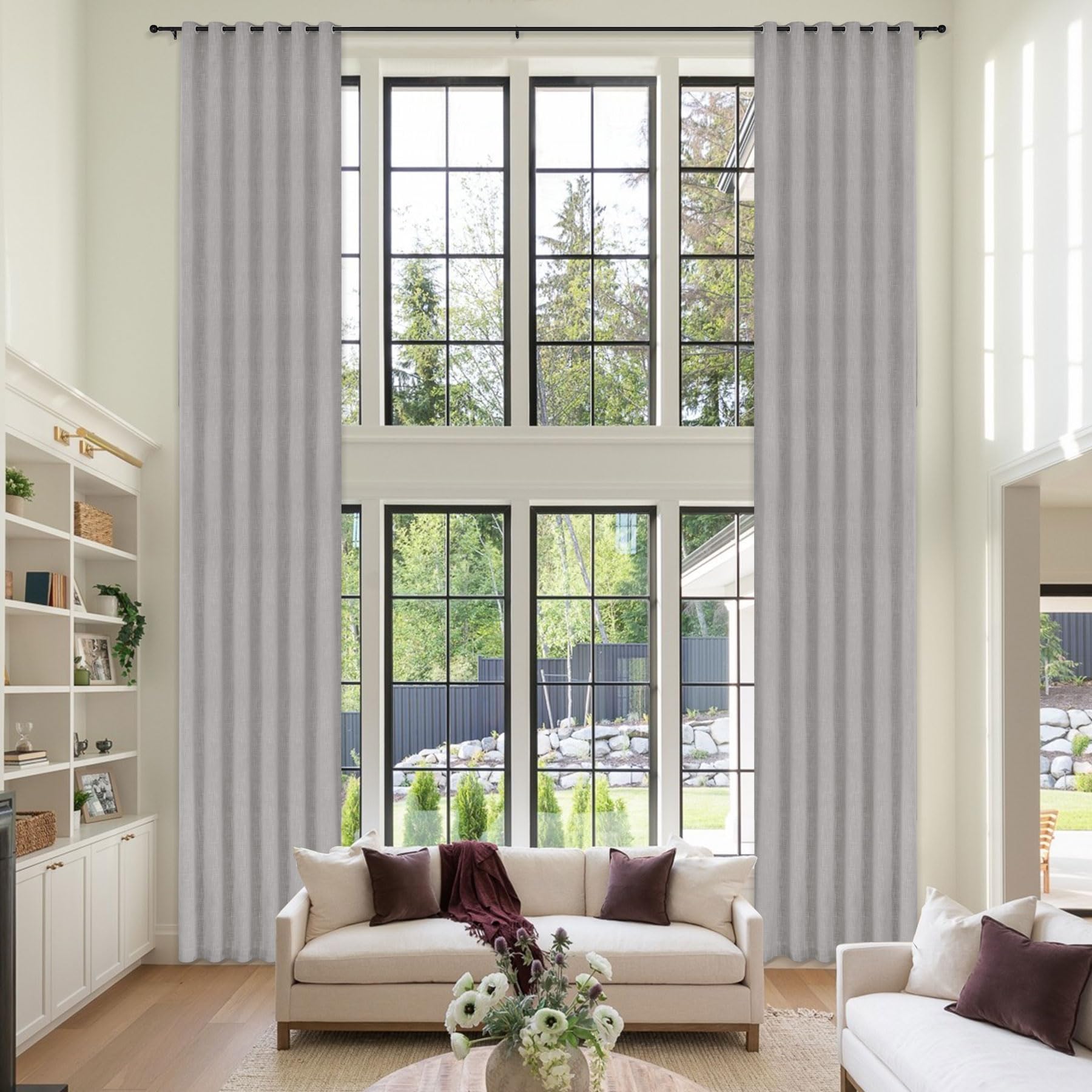 Extra Long Linen Blackout Curtains Set