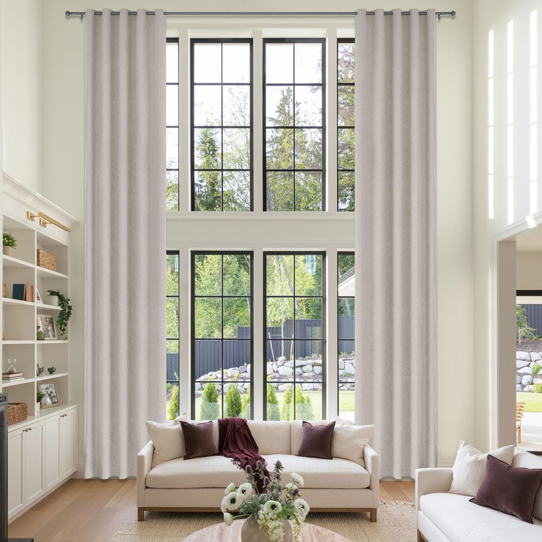 Extra Long Linen Blackout Curtains Set