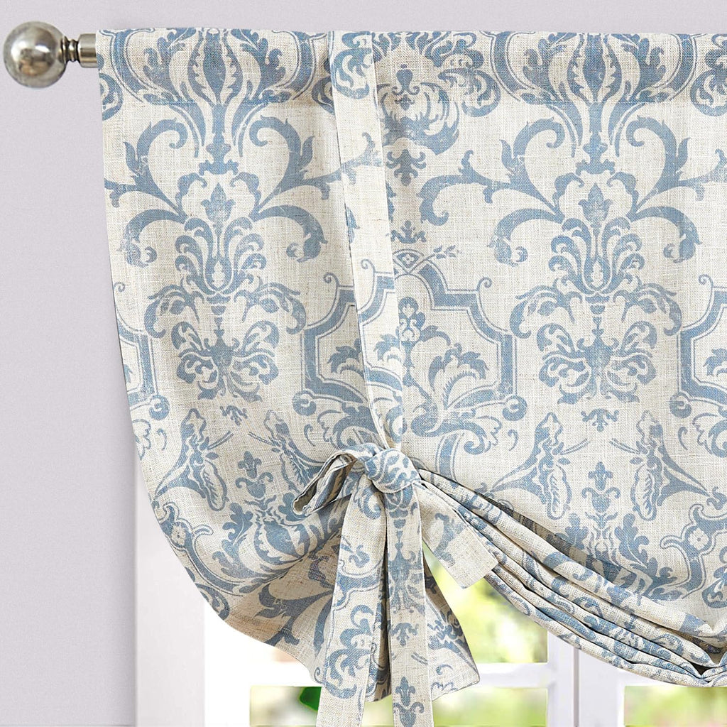 Damask Paisley Tie-Up Curtain Panel