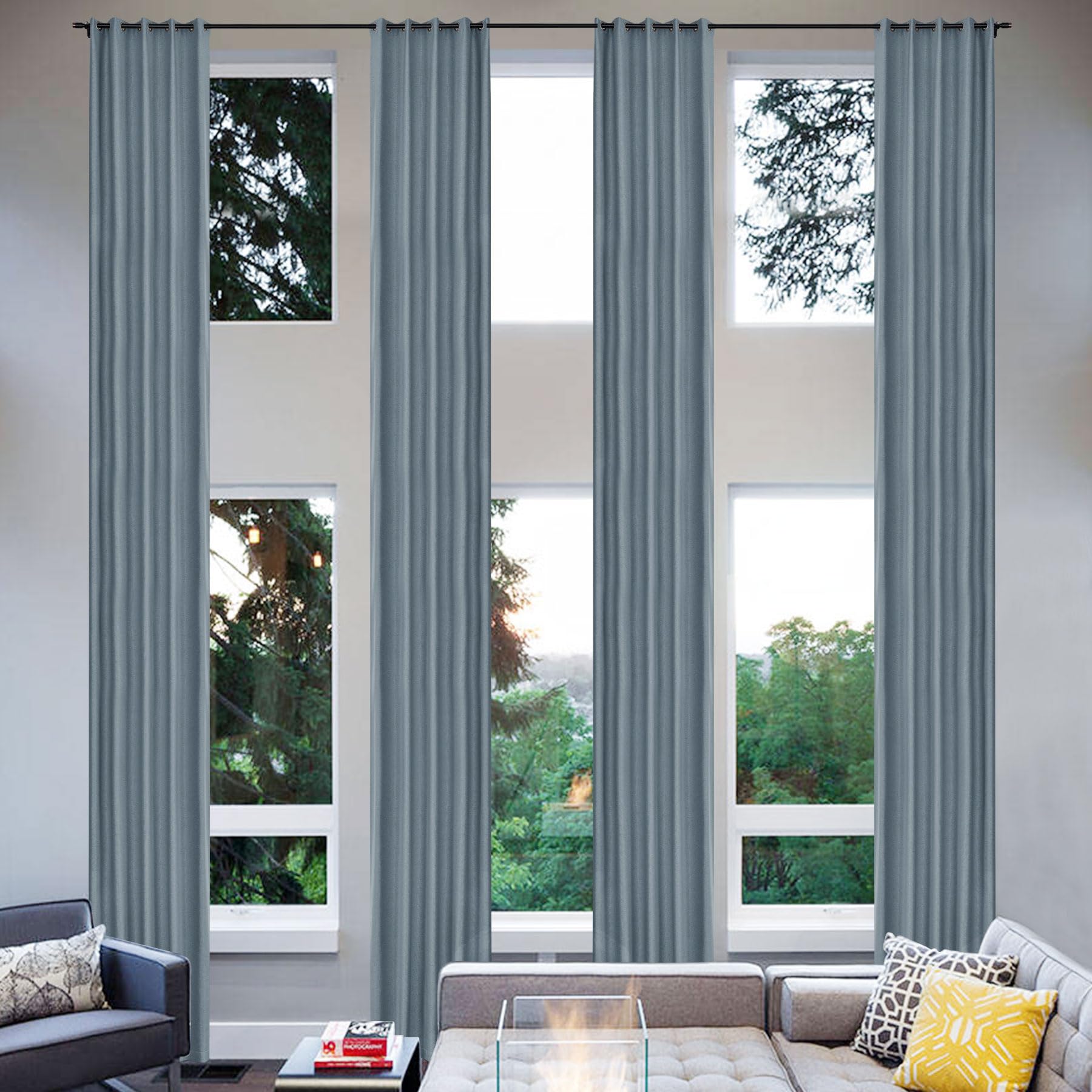 Extra Long Linen Blackout Curtains Set