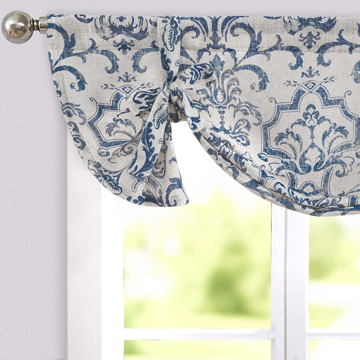 Damask Paisley Tie-Up Curtain Panel