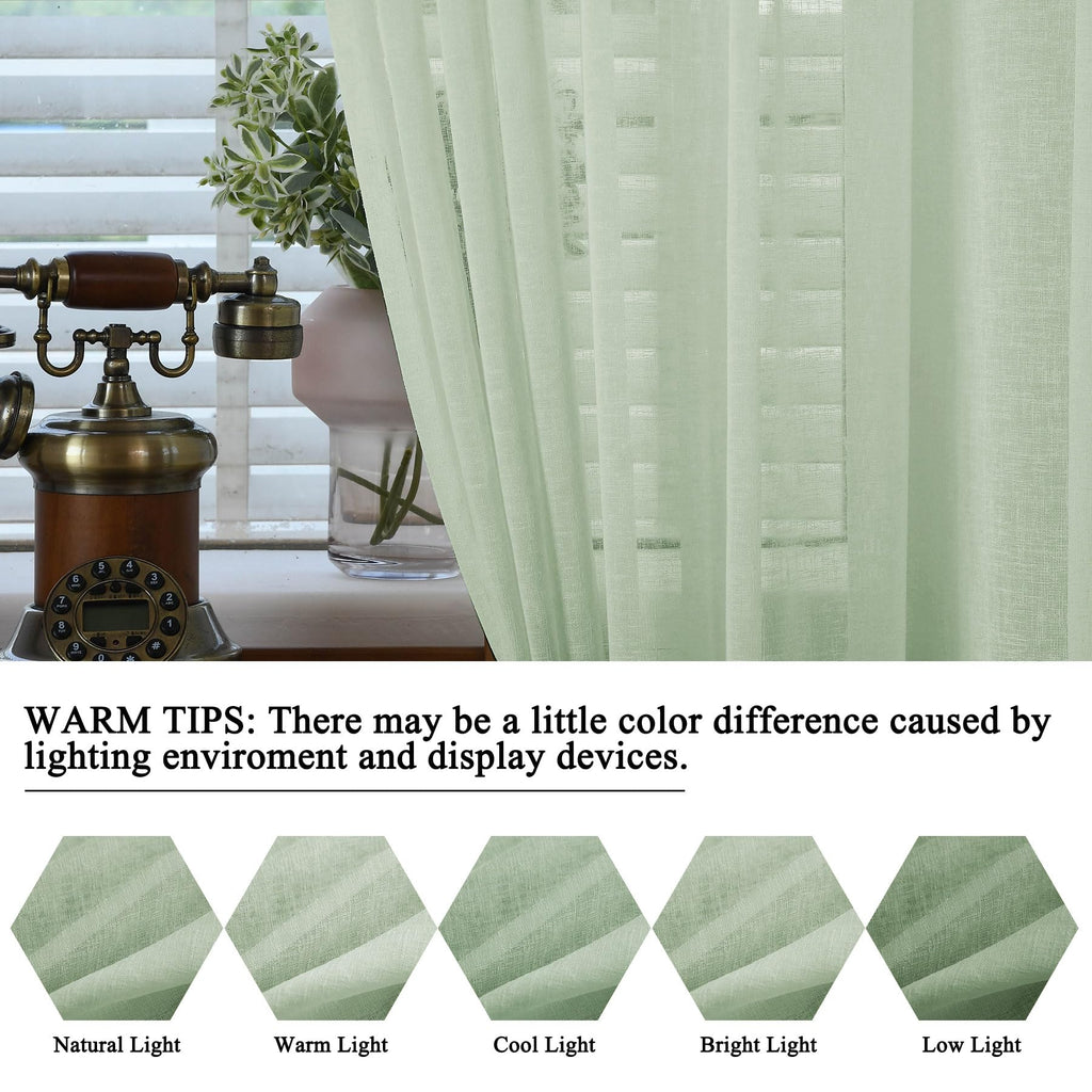 Pinch Pleat Sheer Linen Curtains Set
