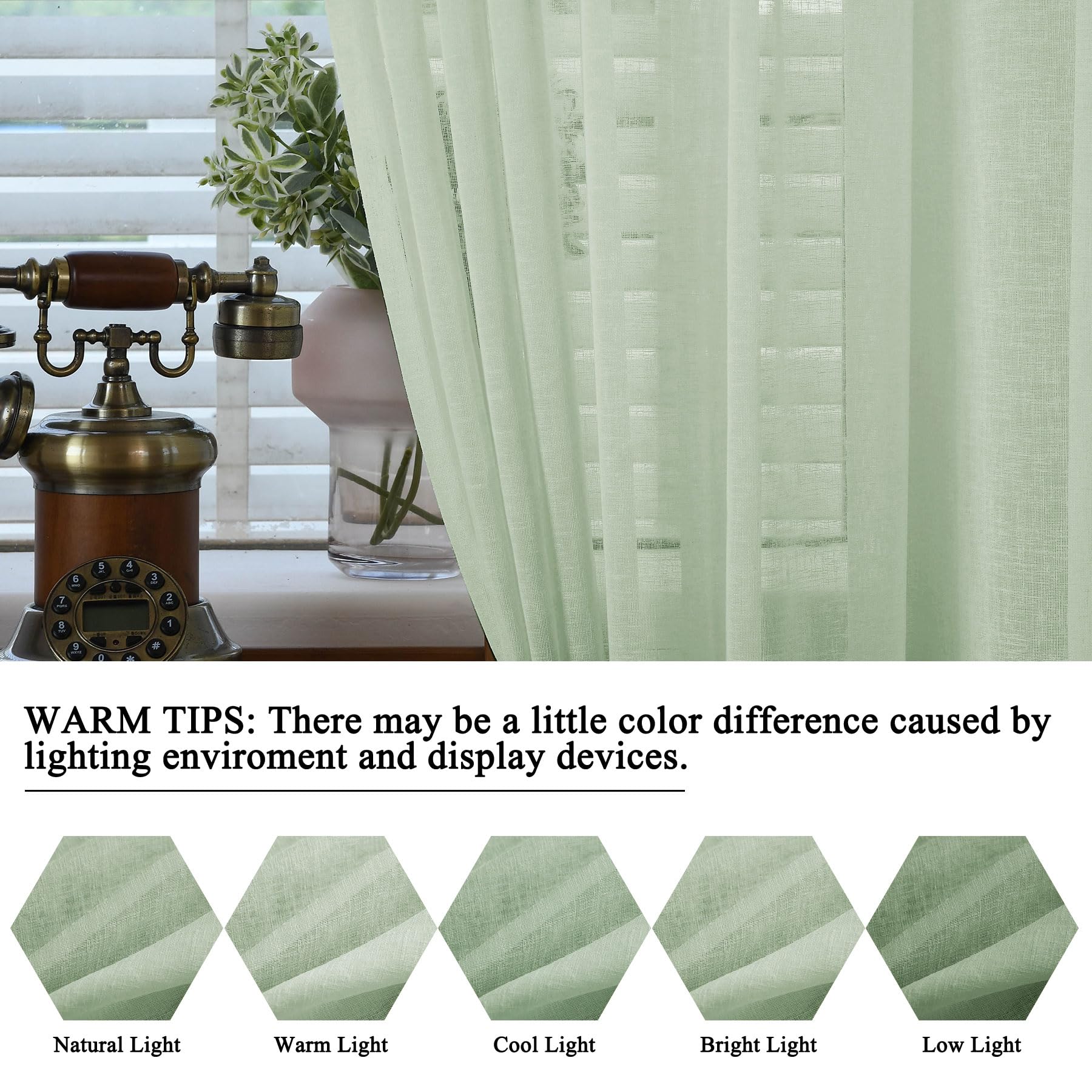 Pinch Pleat Sheer Linen Curtains Set