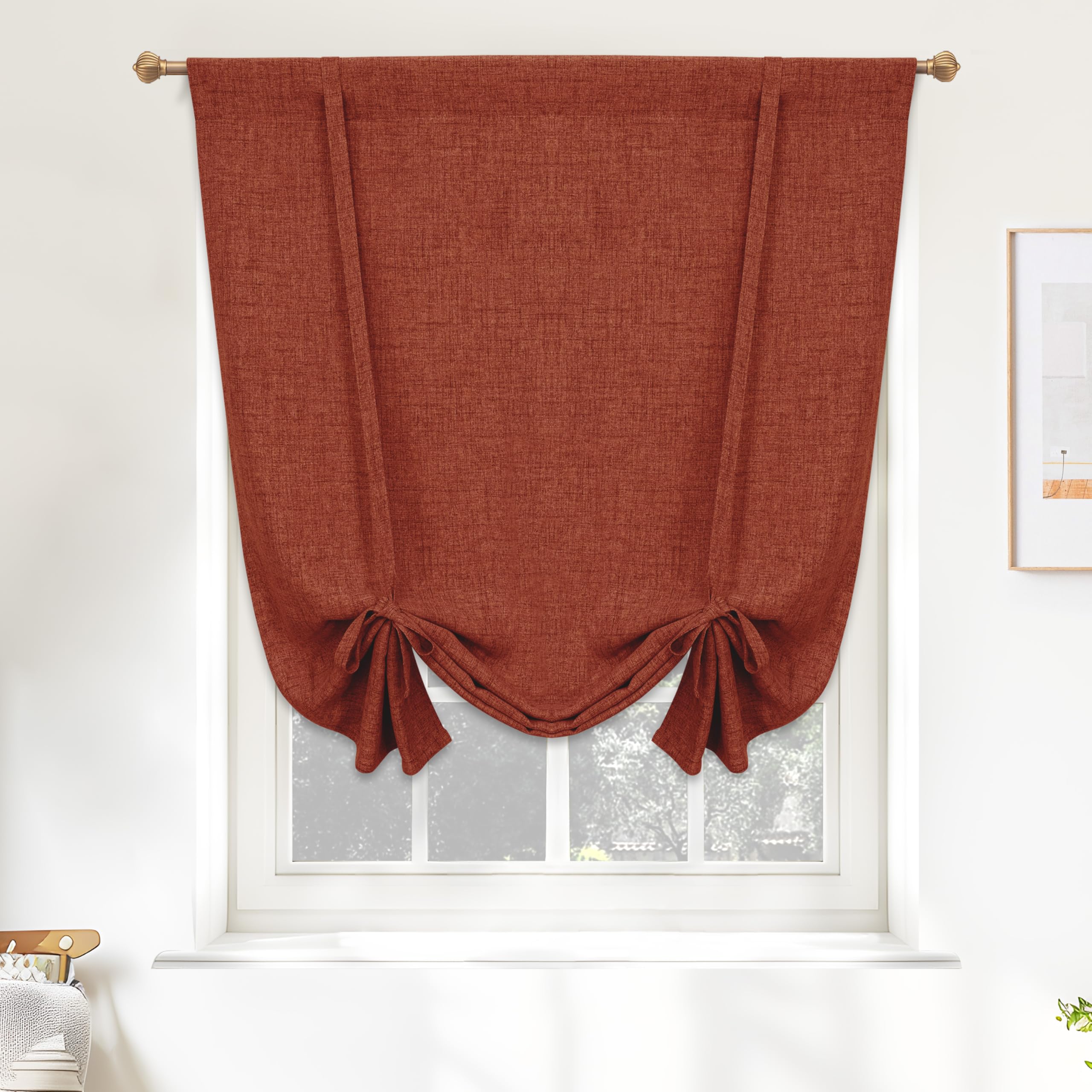 Double Layer Linen Blackout Tie-Up Curtain