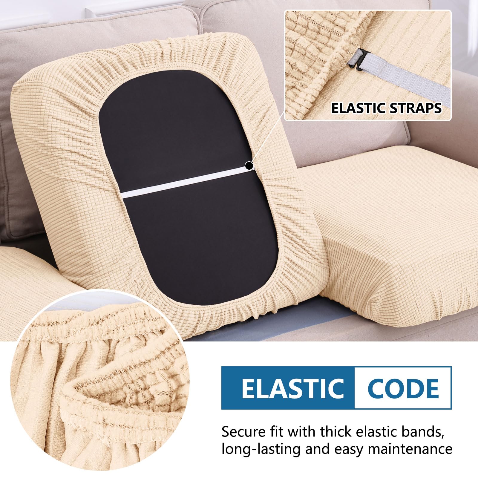 Waterproof Stretch Jacquard Cushion Covers Set
