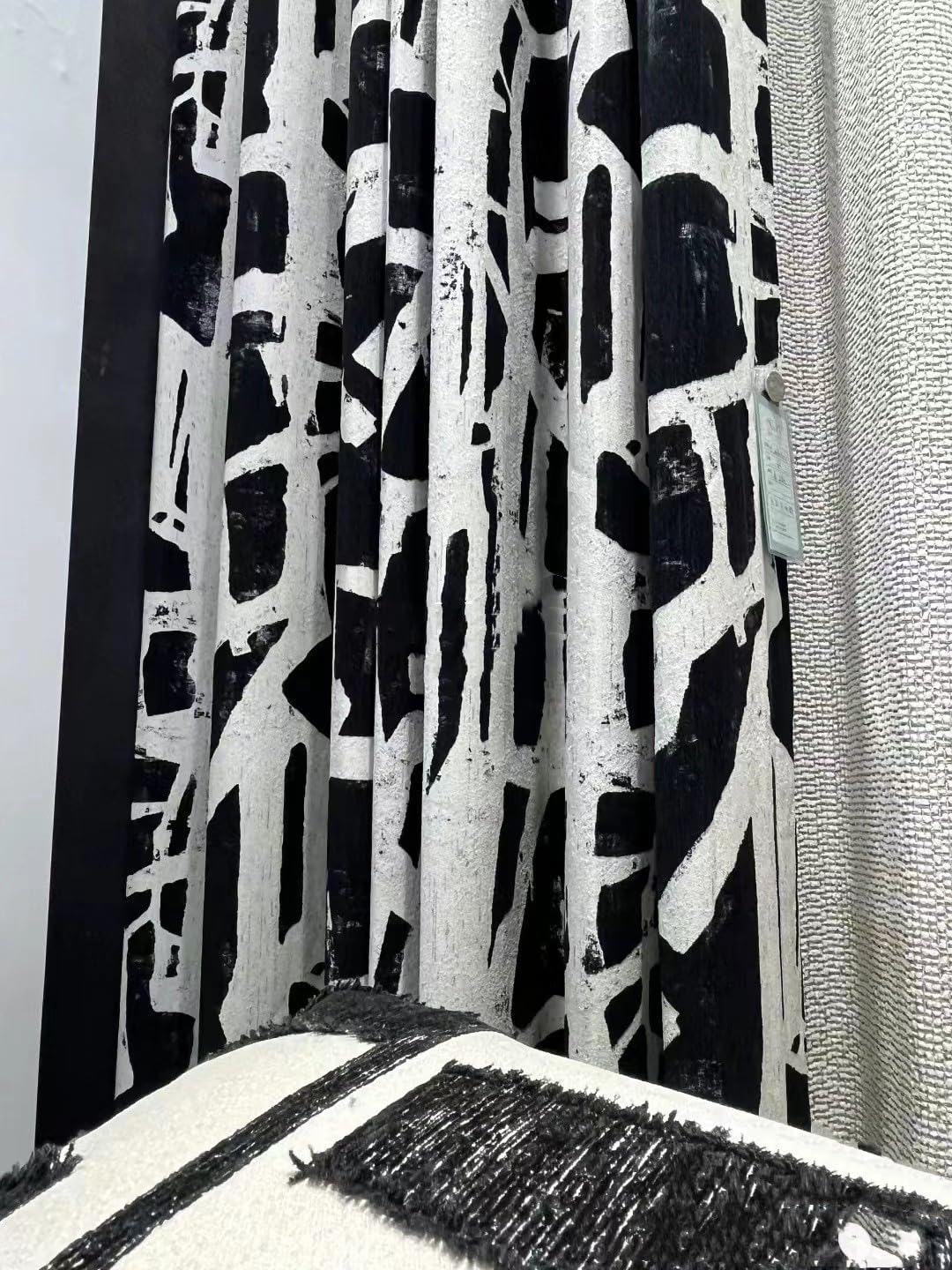 Geometric Cotton Linen Jacquard Curtains Panel