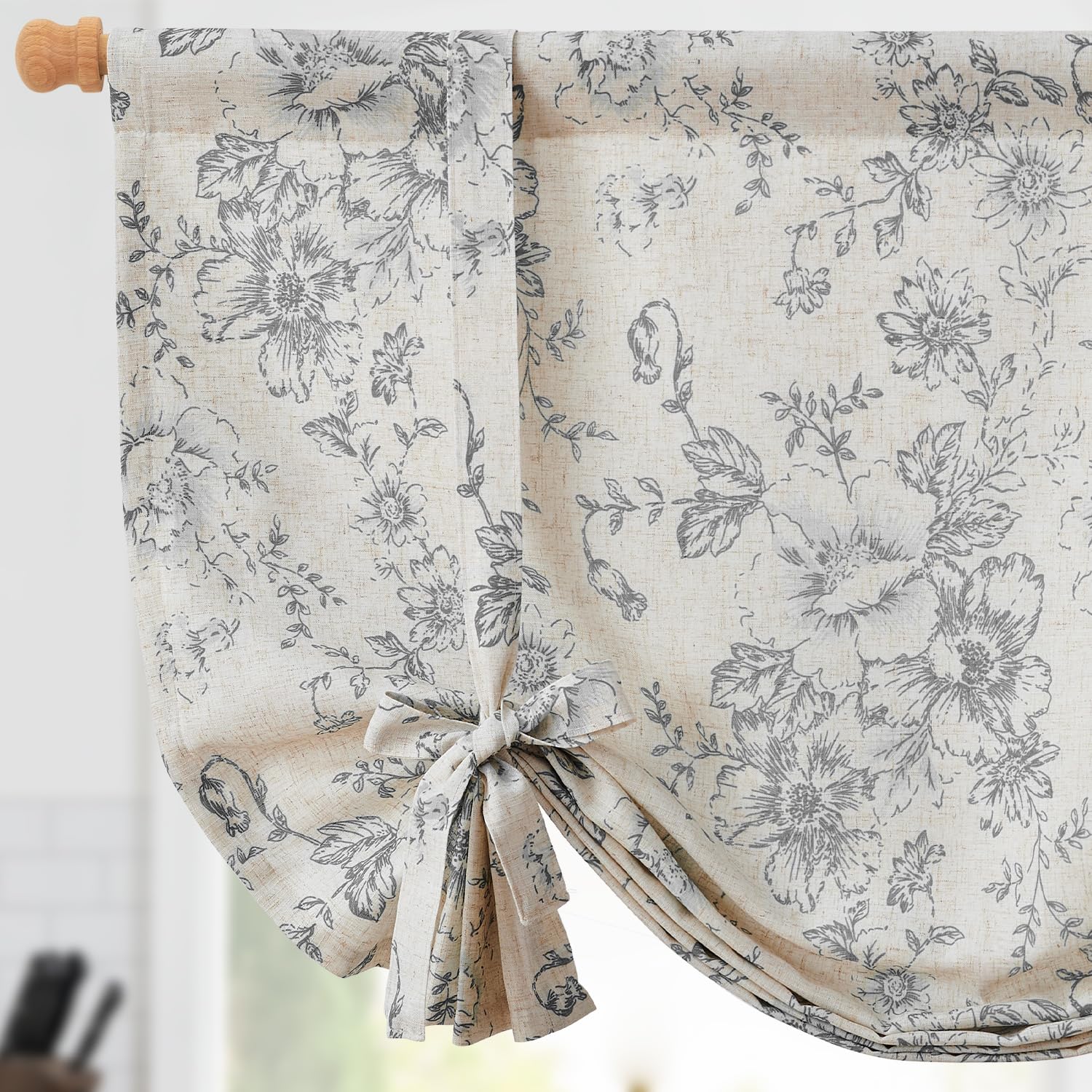 Damask Paisley Tie-Up Curtain Panel