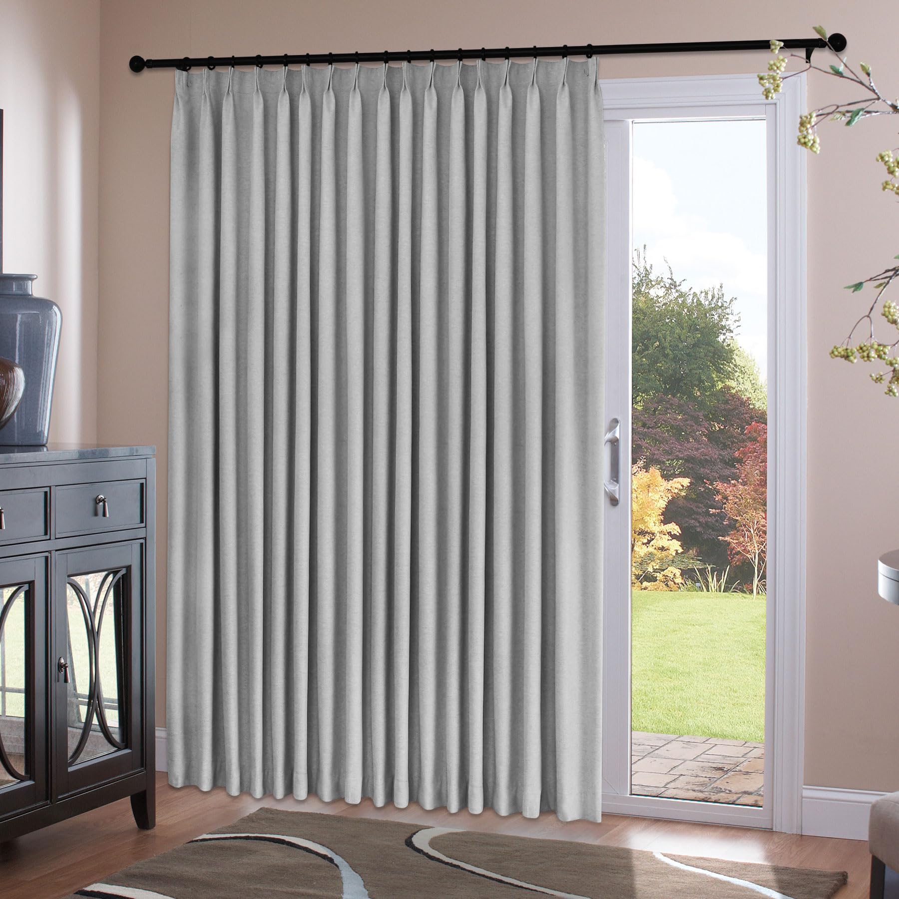 Chenille Pinch Pleated Blackout Curtains Set