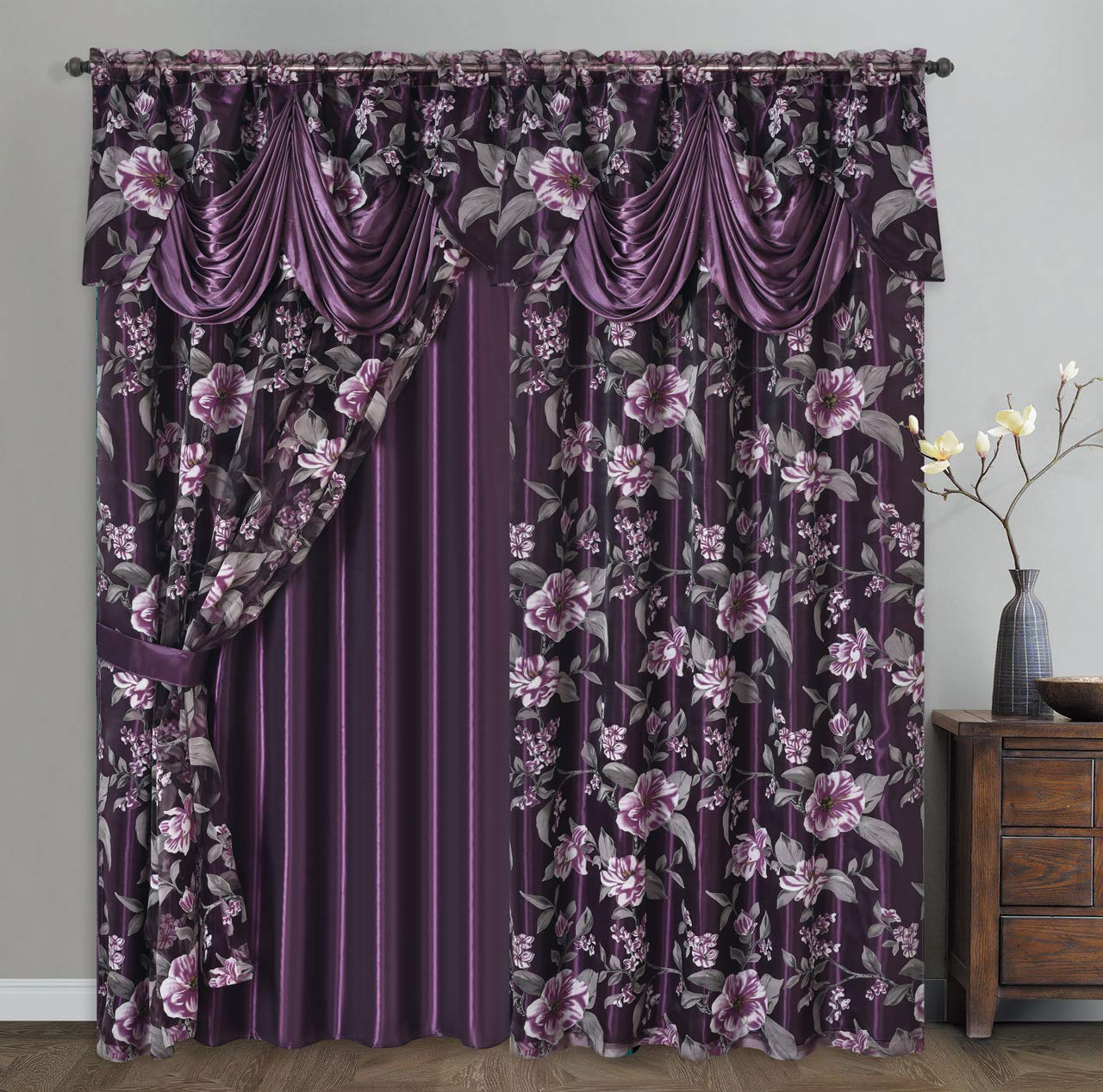 Burnout Organza Window Curtain Set