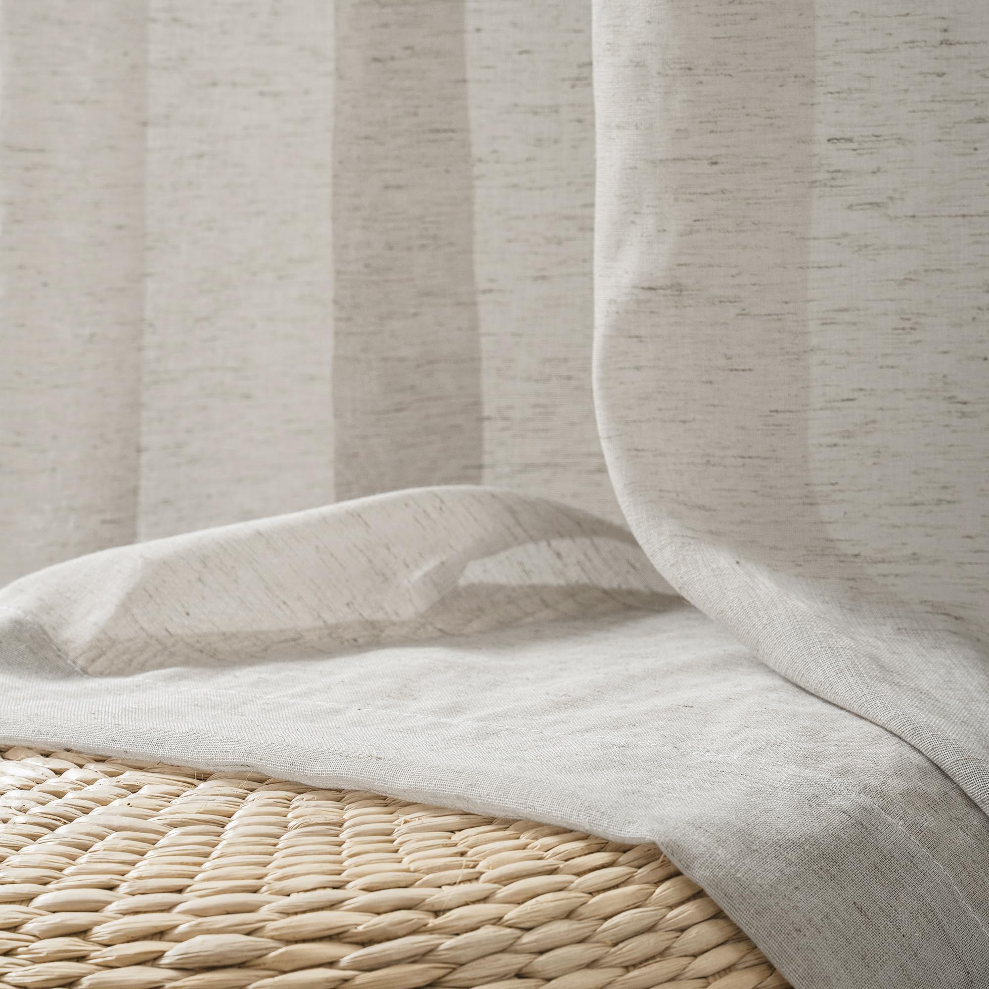 FMFUNCTEX Flax Blend Sheer Curtains