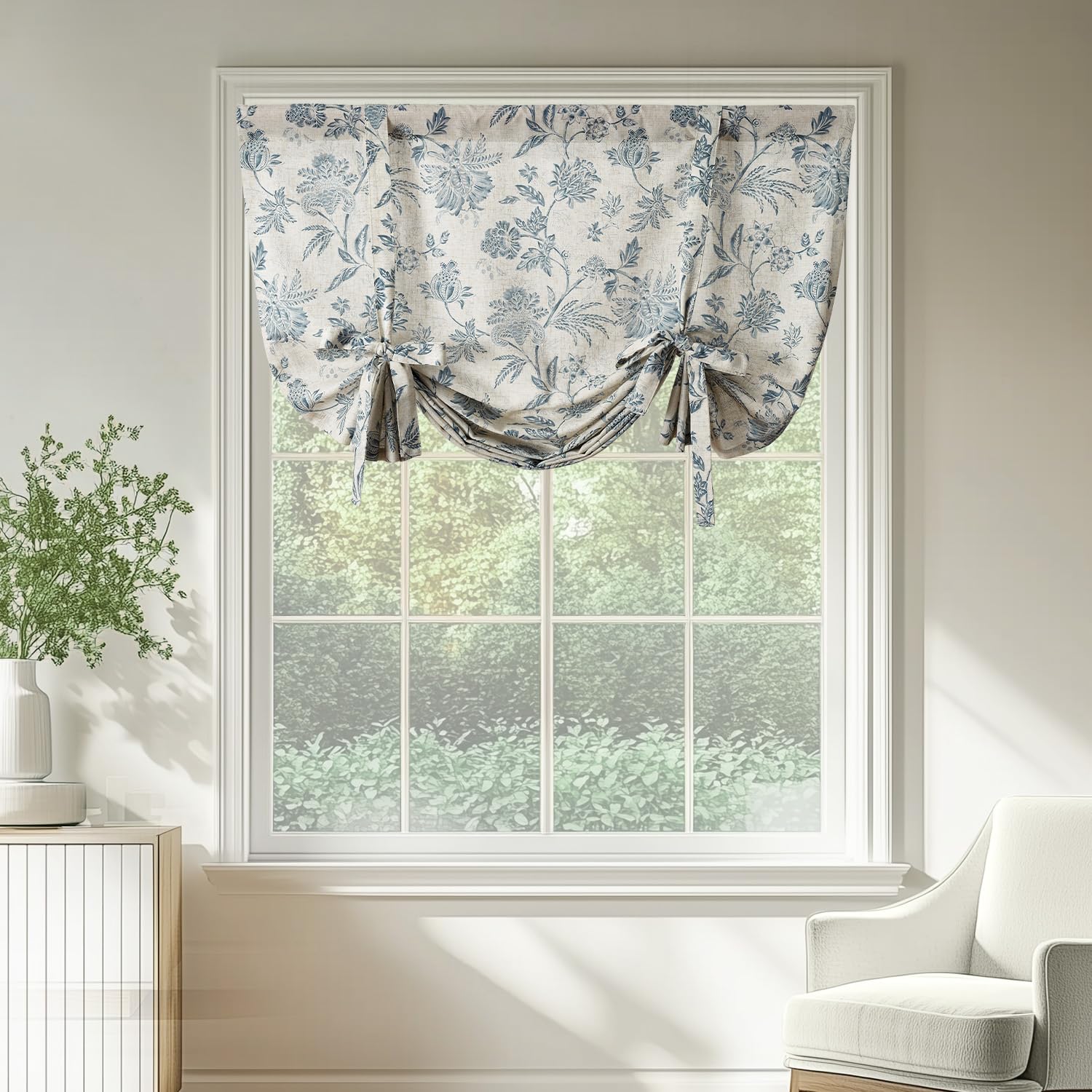 Damask Paisley Tie-Up Curtain Panel