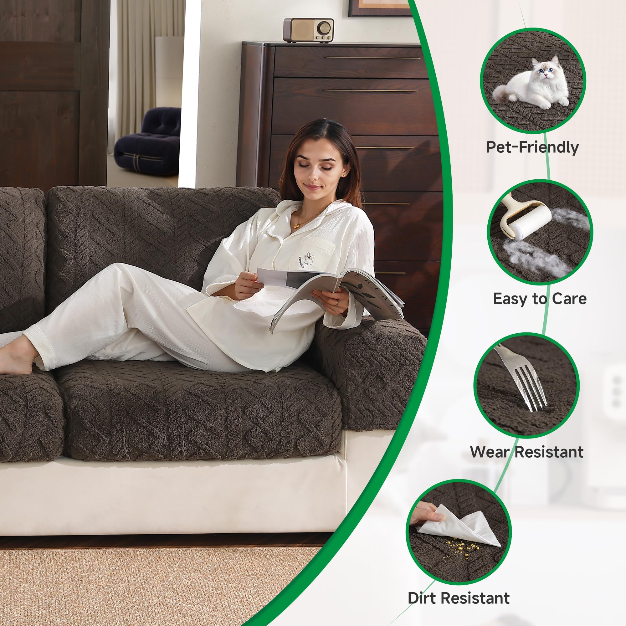 Stretch Fleece Couch Cushion Covers Set