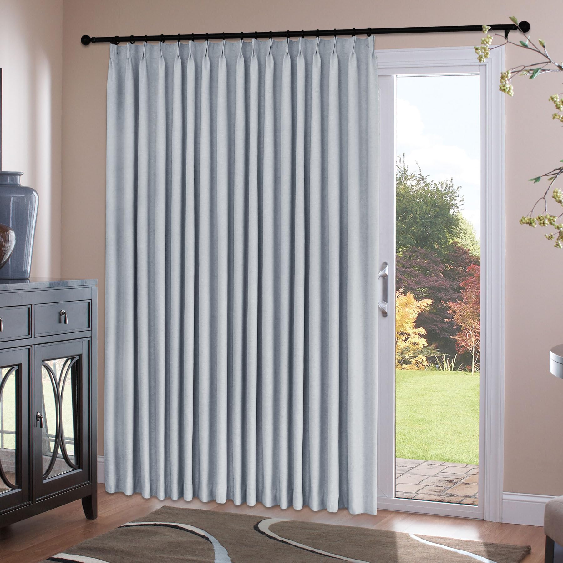 Chenille Pinch Pleated Blackout Curtains Set