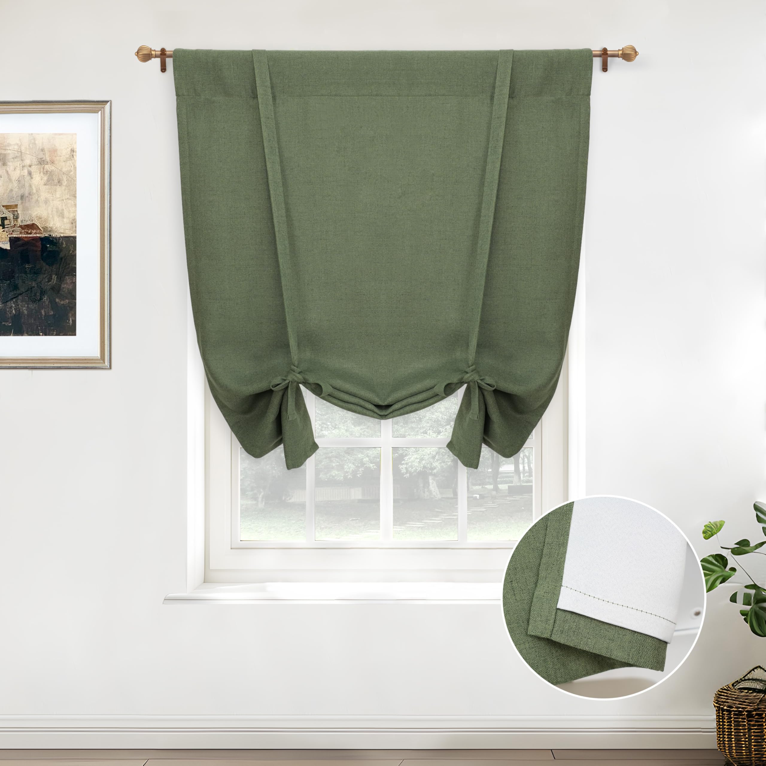 Double Layer Linen Blackout Tie-Up Curtain