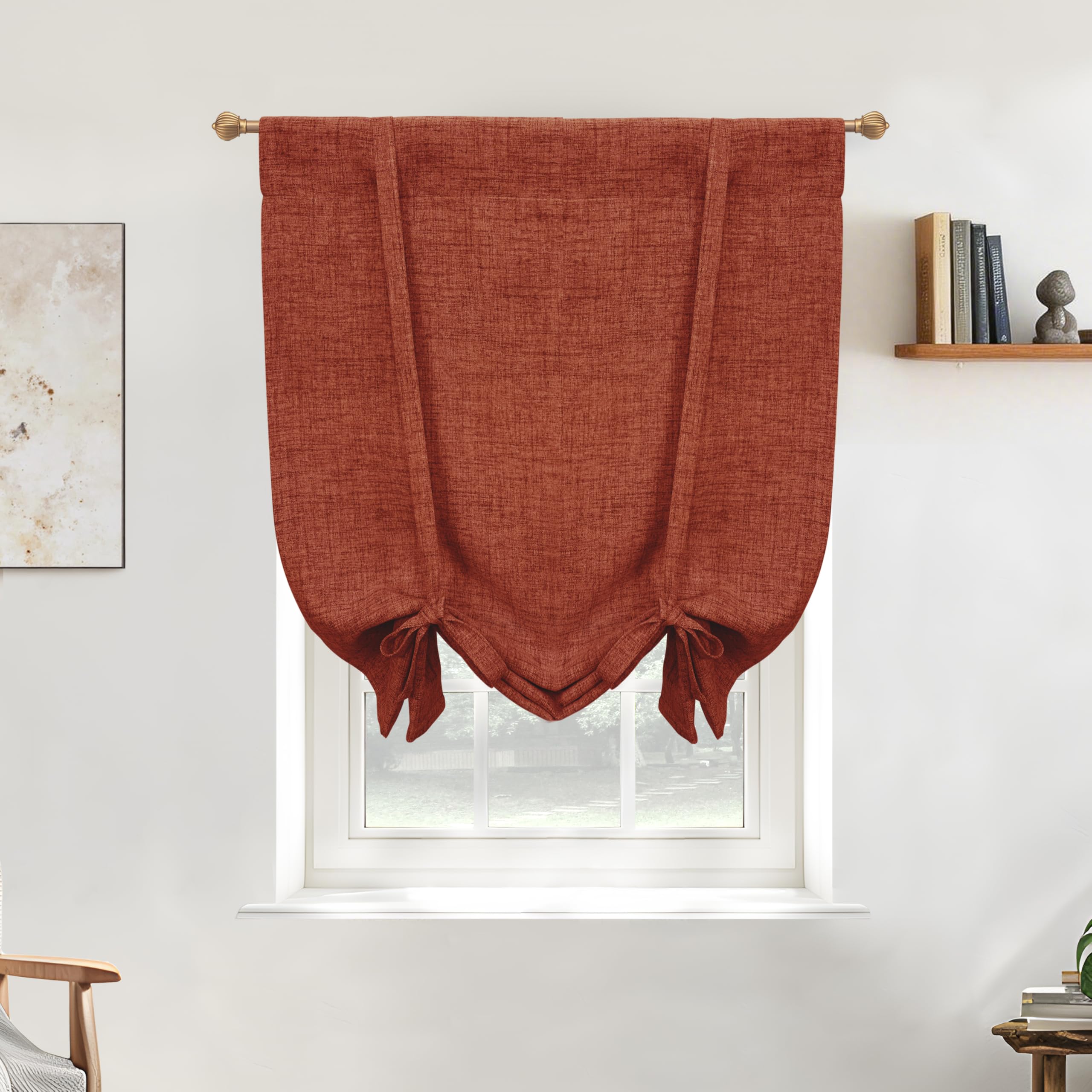 Double Layer Linen Blackout Tie-Up Curtain