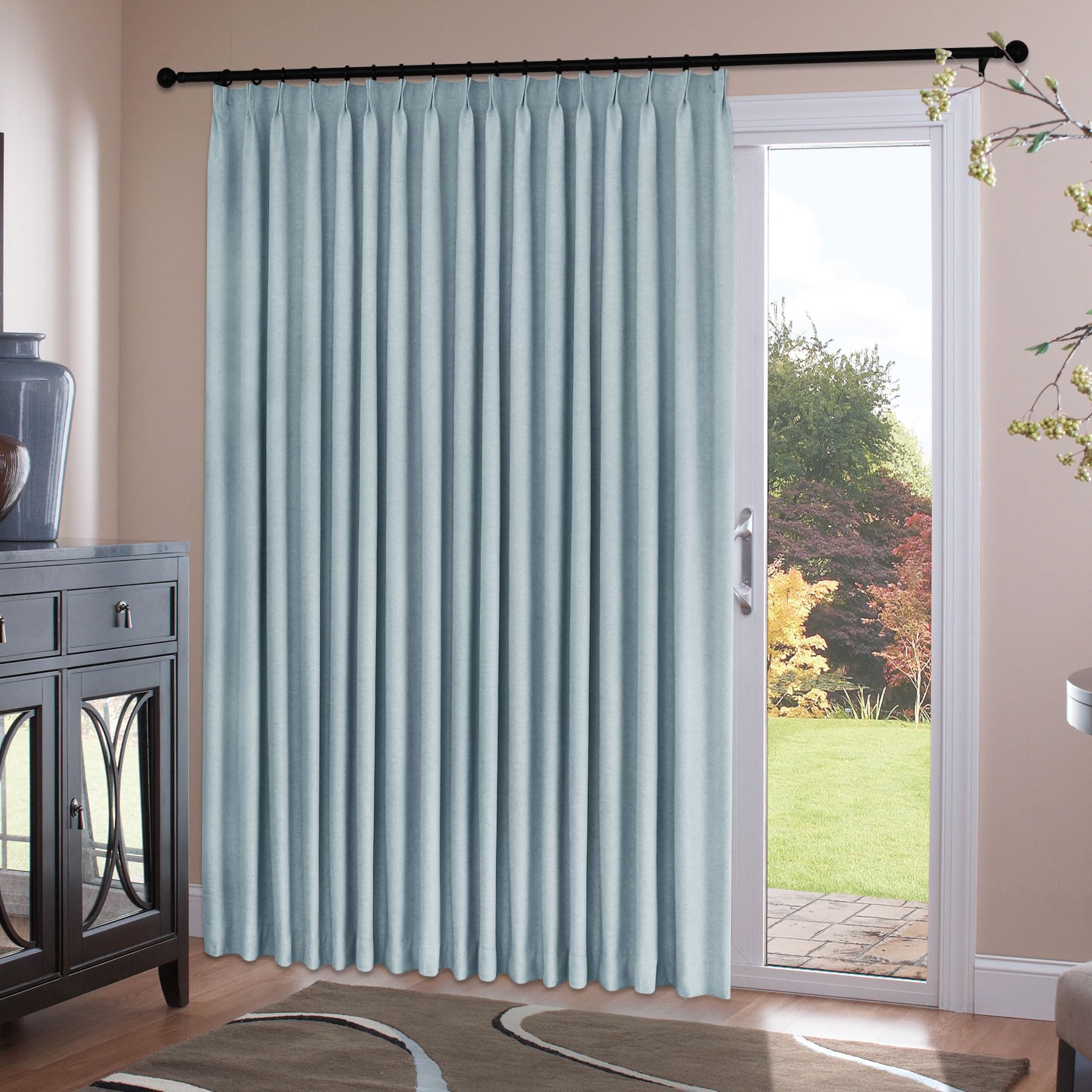 Chenille Pinch Pleated Blackout Curtains Set