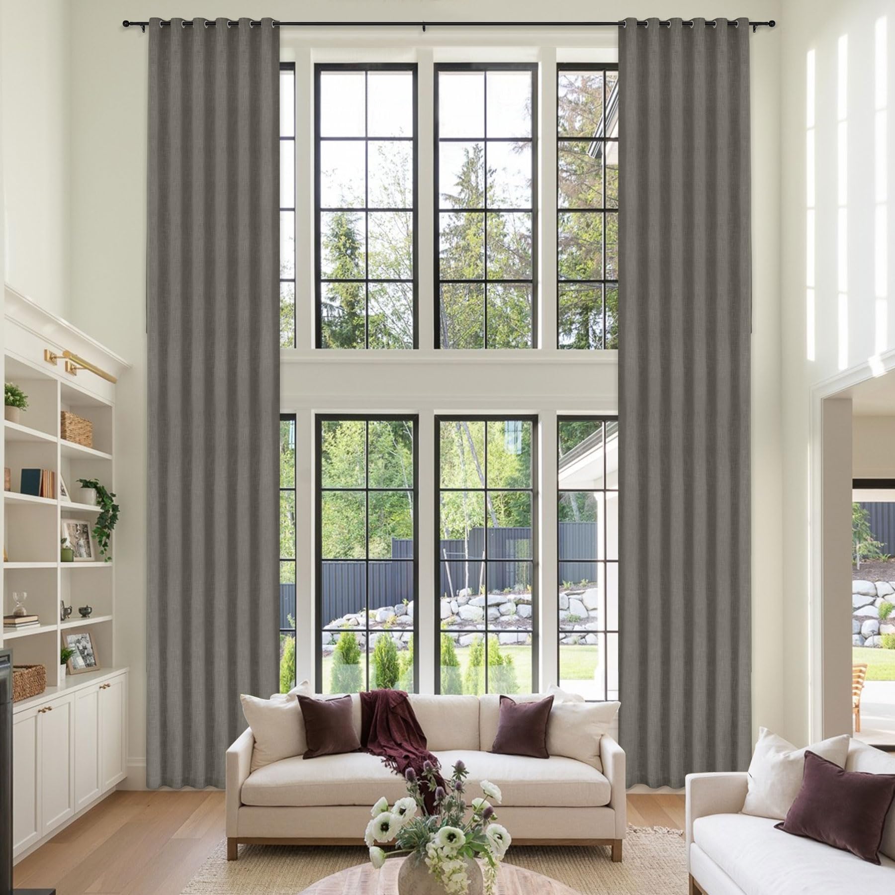 Extra Long Linen Blackout Curtains Set