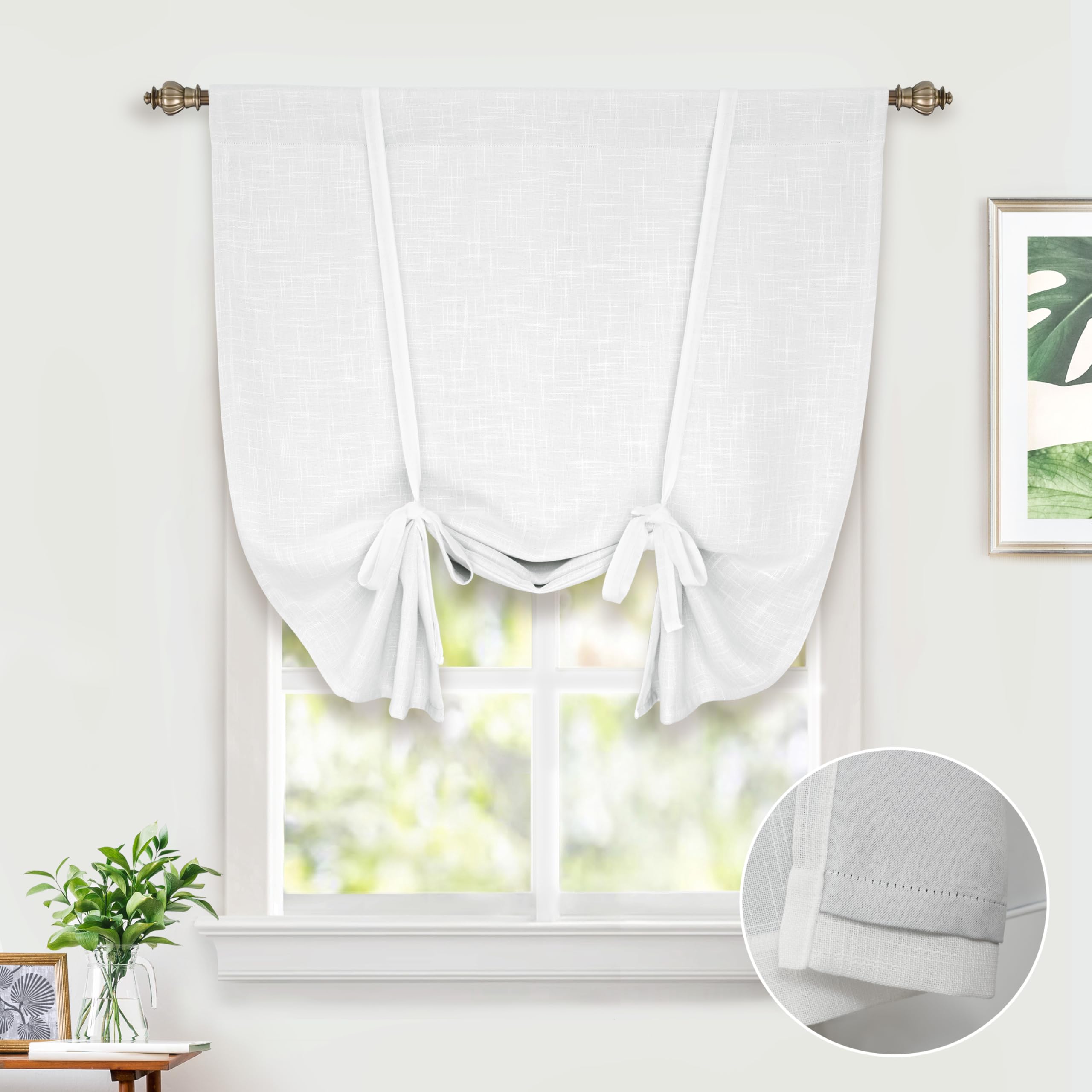 Double Layer Linen Blackout Tie-Up Curtain