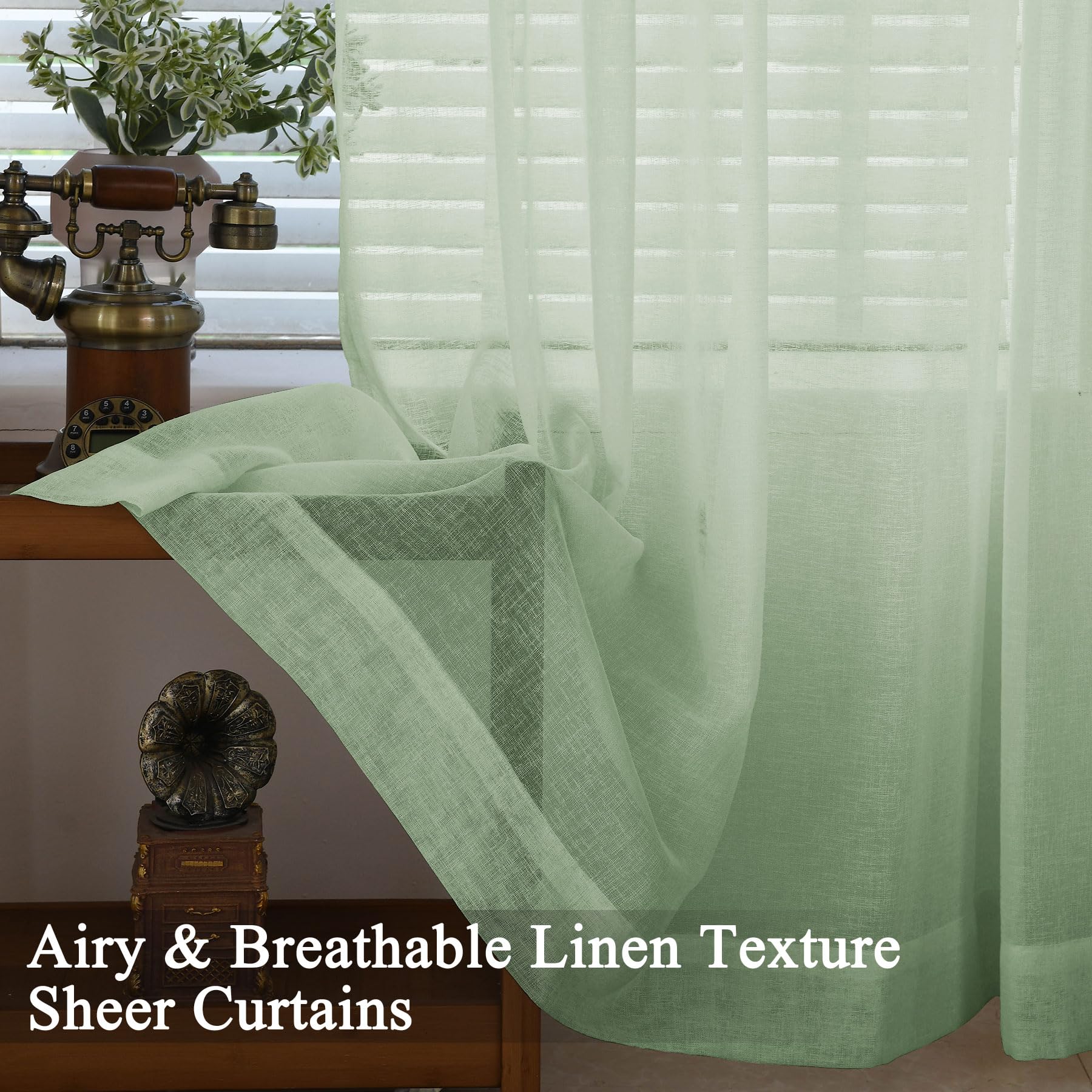 Pinch Pleat Sheer Linen Curtains Set