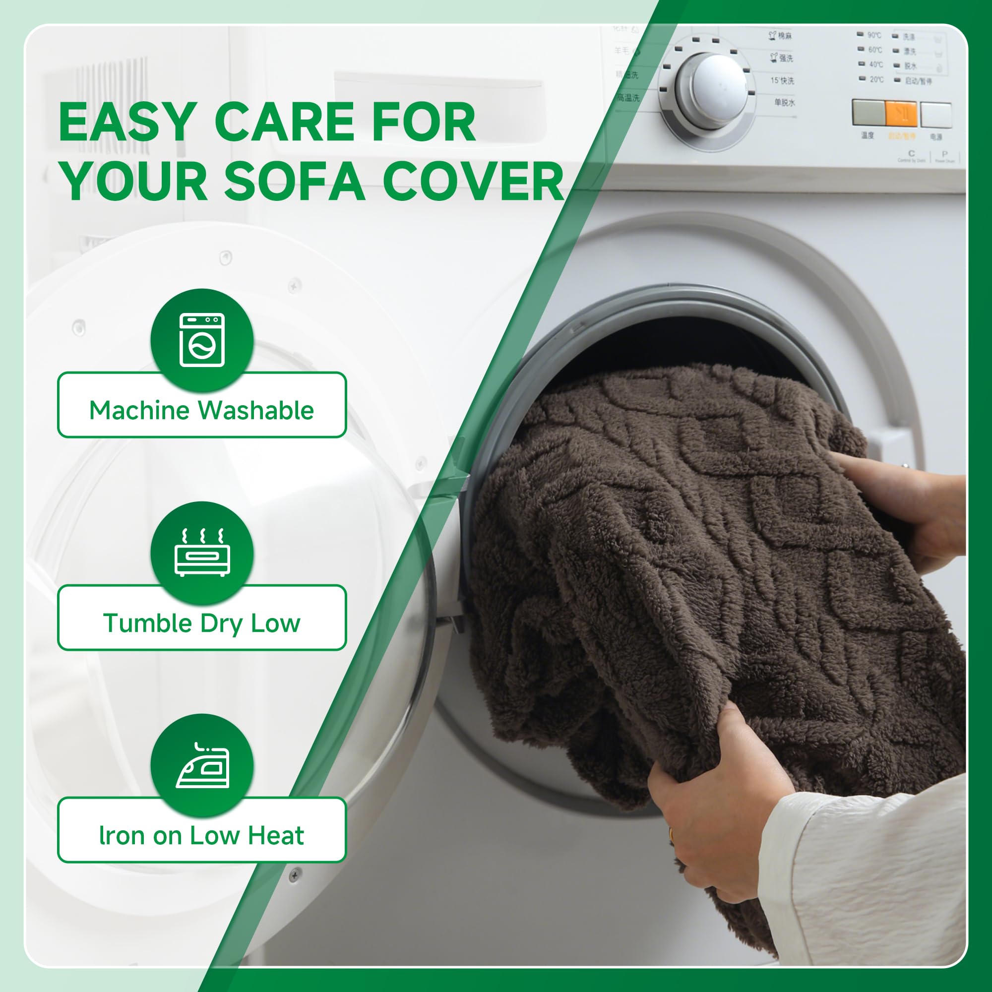 Stretch Fleece Couch Cushion Covers Set