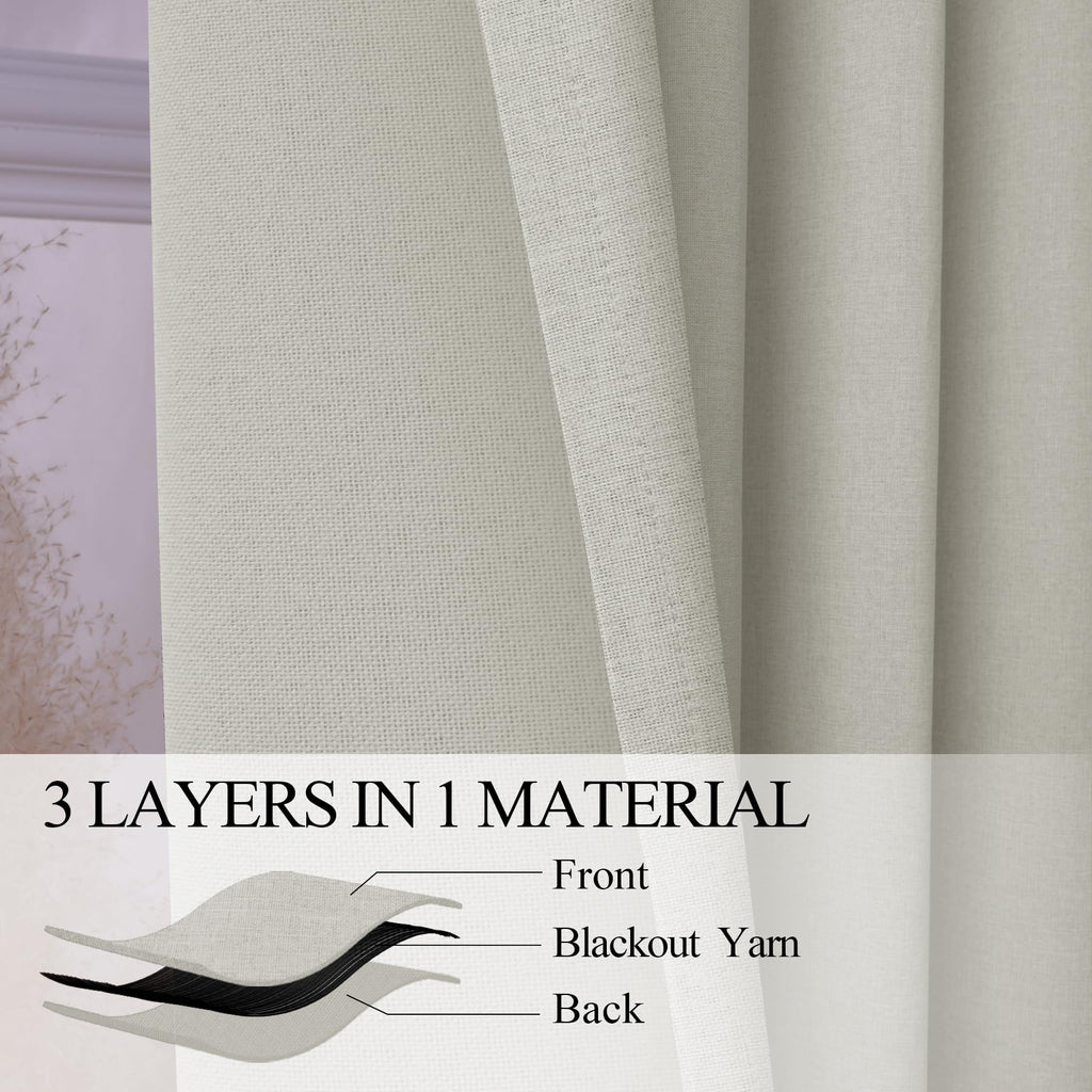 Pinch Pleated Linen Blackout Curtains Set