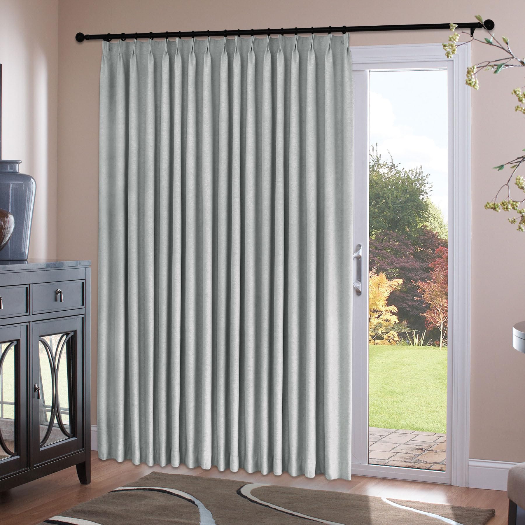 Chenille Pinch Pleated Blackout Curtains Set