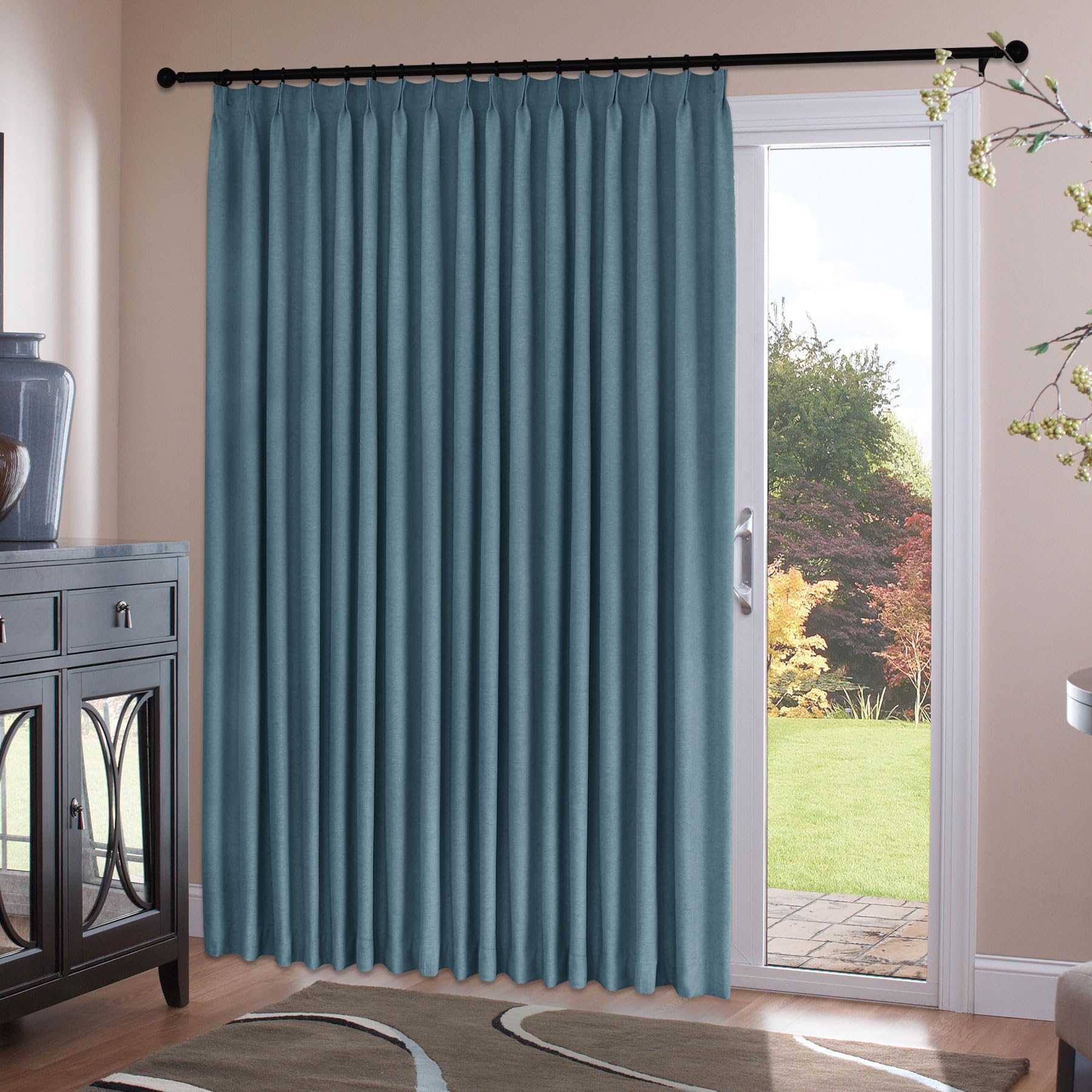 Chenille Pinch Pleated Blackout Curtains Set