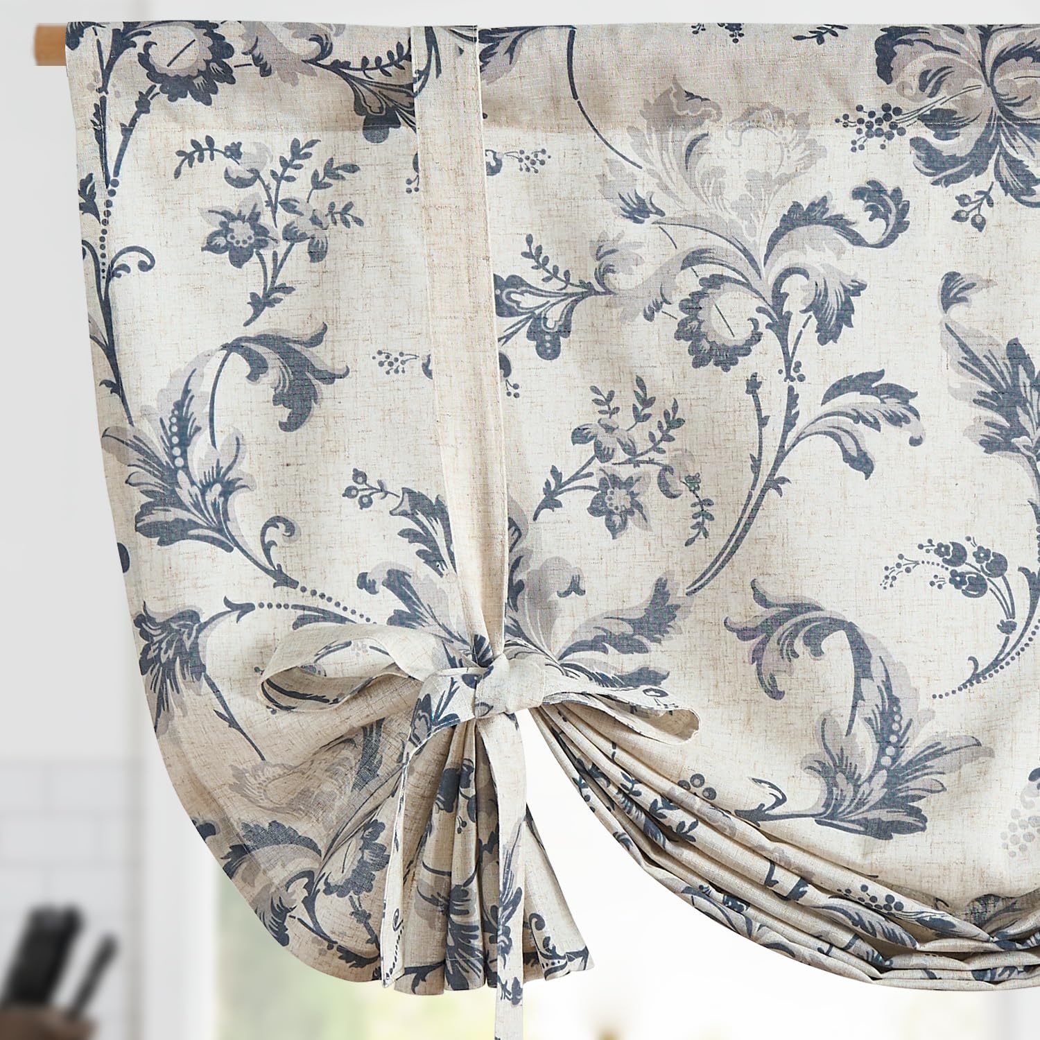 Damask Paisley Tie-Up Curtain Panel
