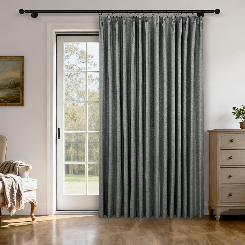 Pinch Pleated Linen Blackout Curtains Set