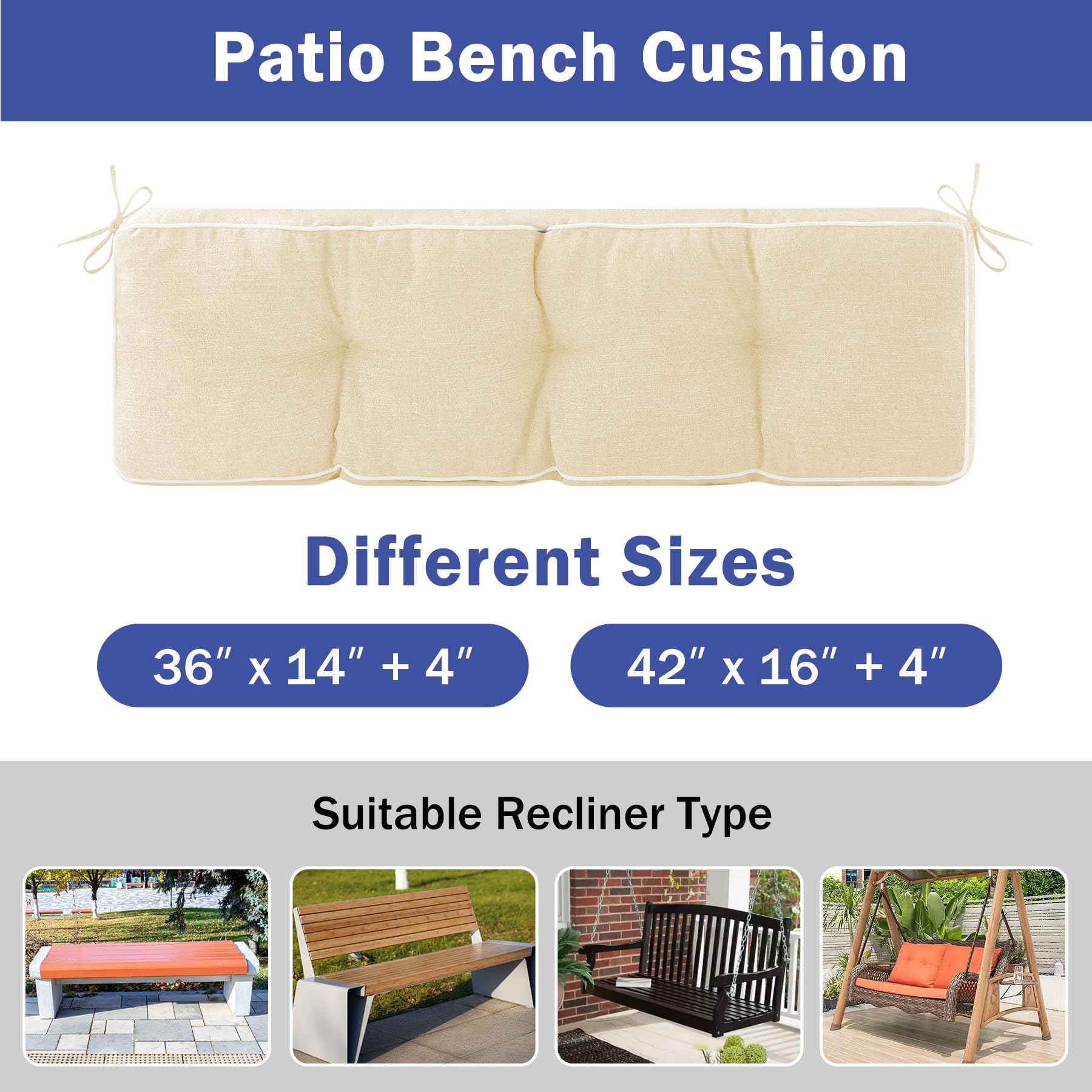 Indoor Outdoor Bench Cushion Pad
