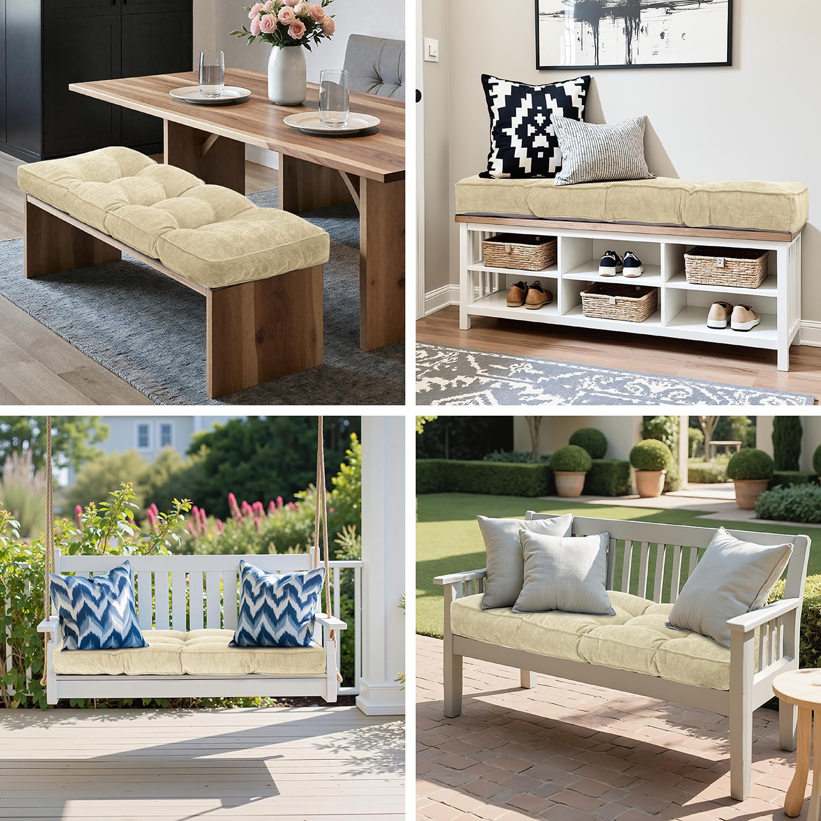 Tufted Indoor Bench Seat Cushion