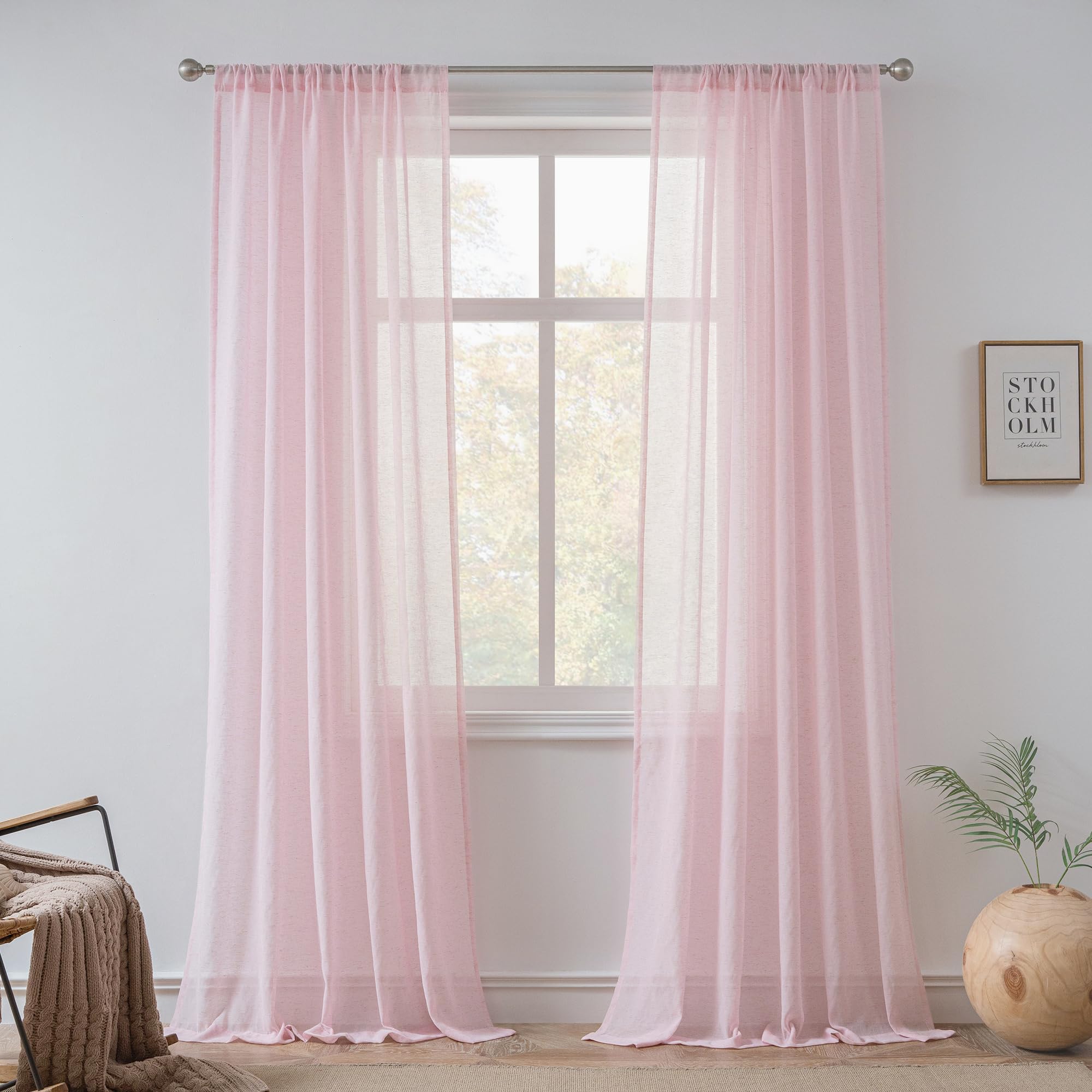 FMFUNCTEX Flax Blend Sheer Curtains